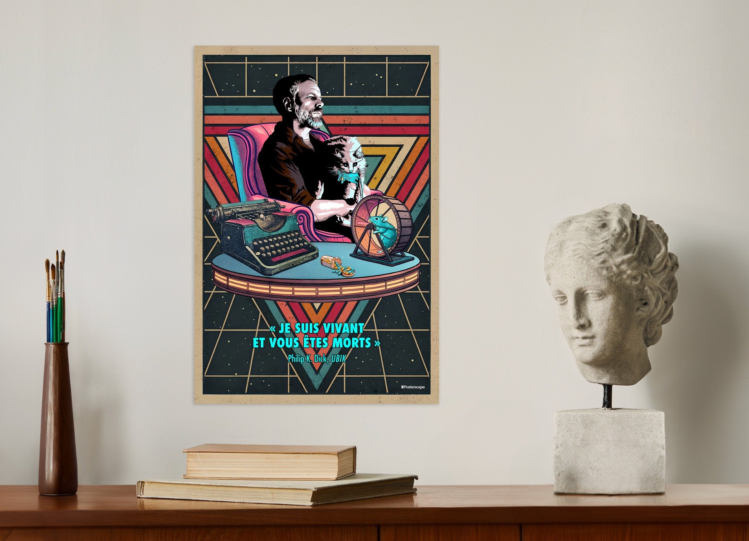 Philip K. Dick Plakatdruck - „Ich bin am Leben und du bist tot“ - Retro Sci-Fi Poster