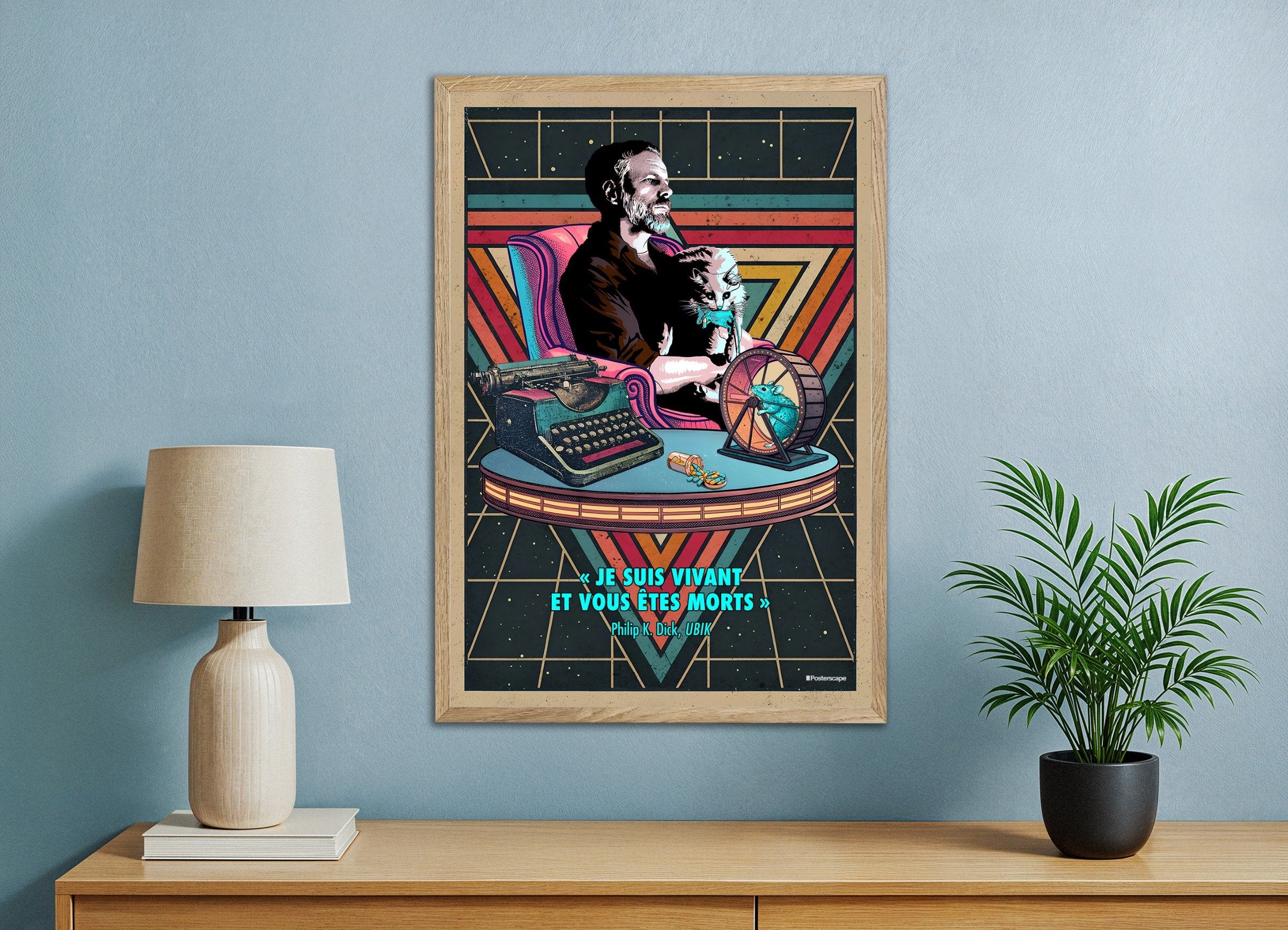 Philip K. Dick Plakatdruck - „Ich bin am Leben und du bist tot“ - Retro Sci-Fi Poster