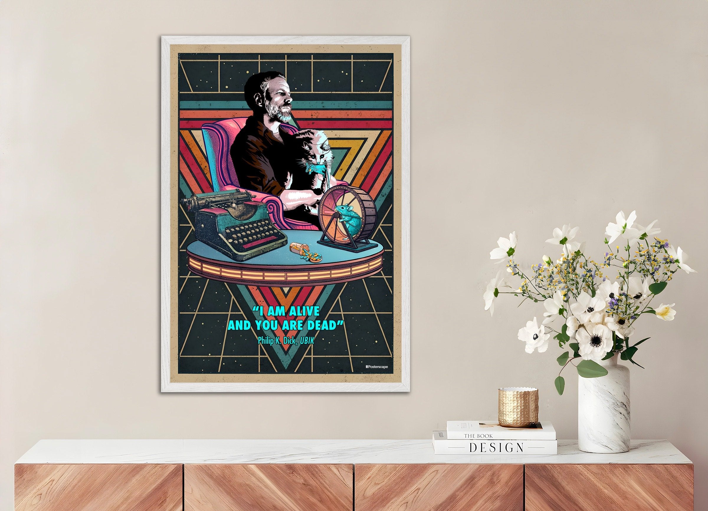 Philip K. Dick Plakatdruck - „Ich bin am Leben und du bist tot“ - Retro Sci-Fi Poster