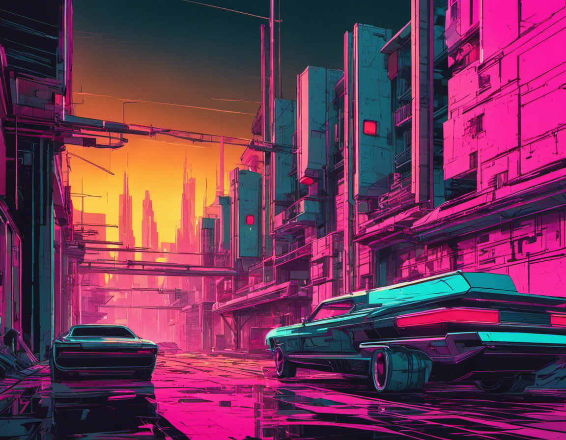Neon Punk, rosa Stadt - Poster