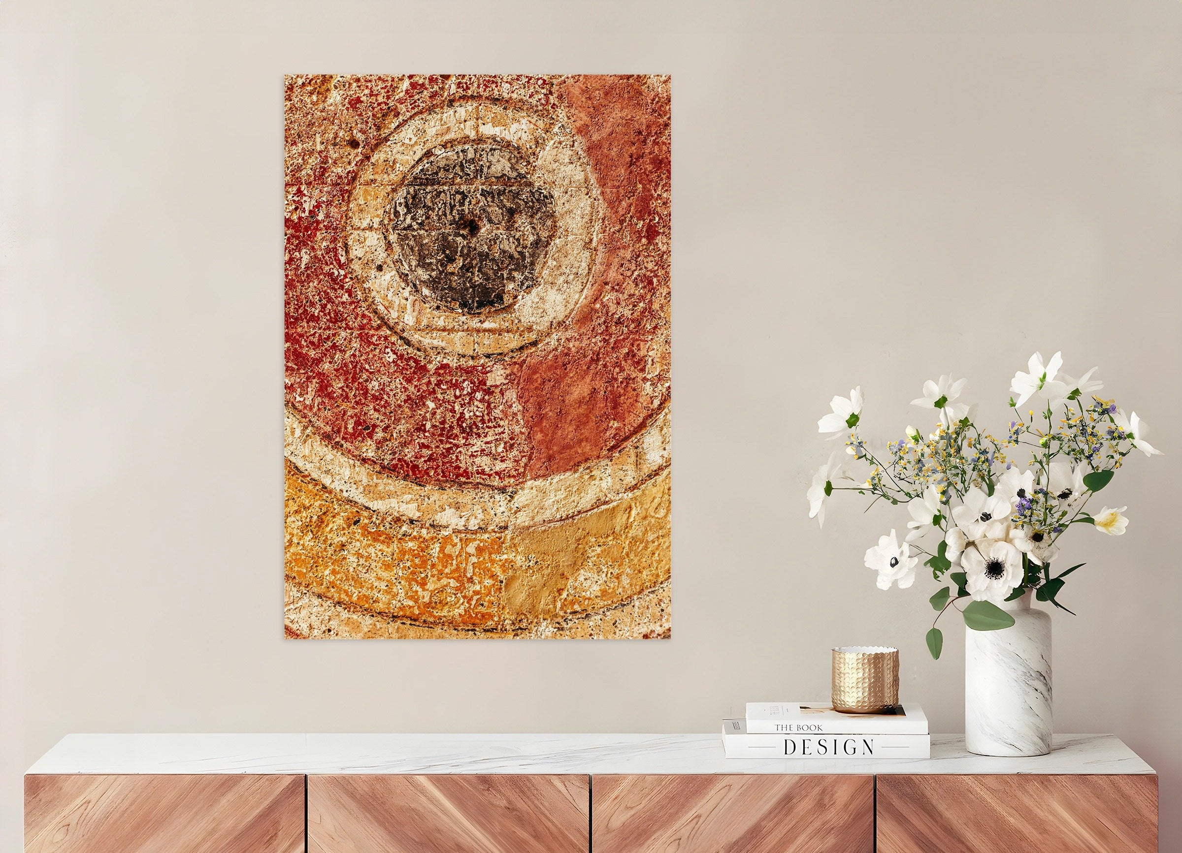 Poster of Ancient Pompeii Wall Detail - Weathered Fresco Art Print