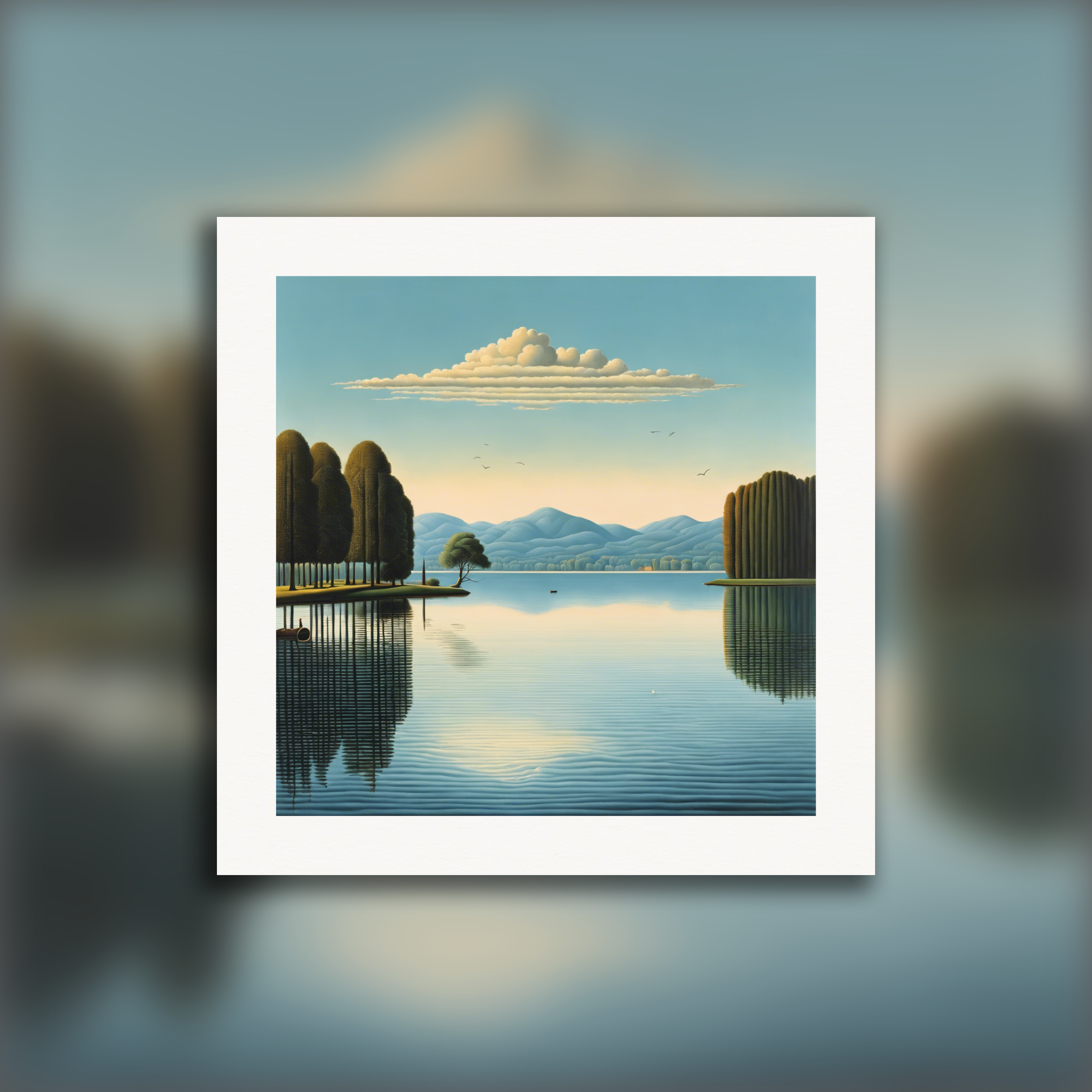 Belgischer Surrealismus, Spiegelungen am See - Poster