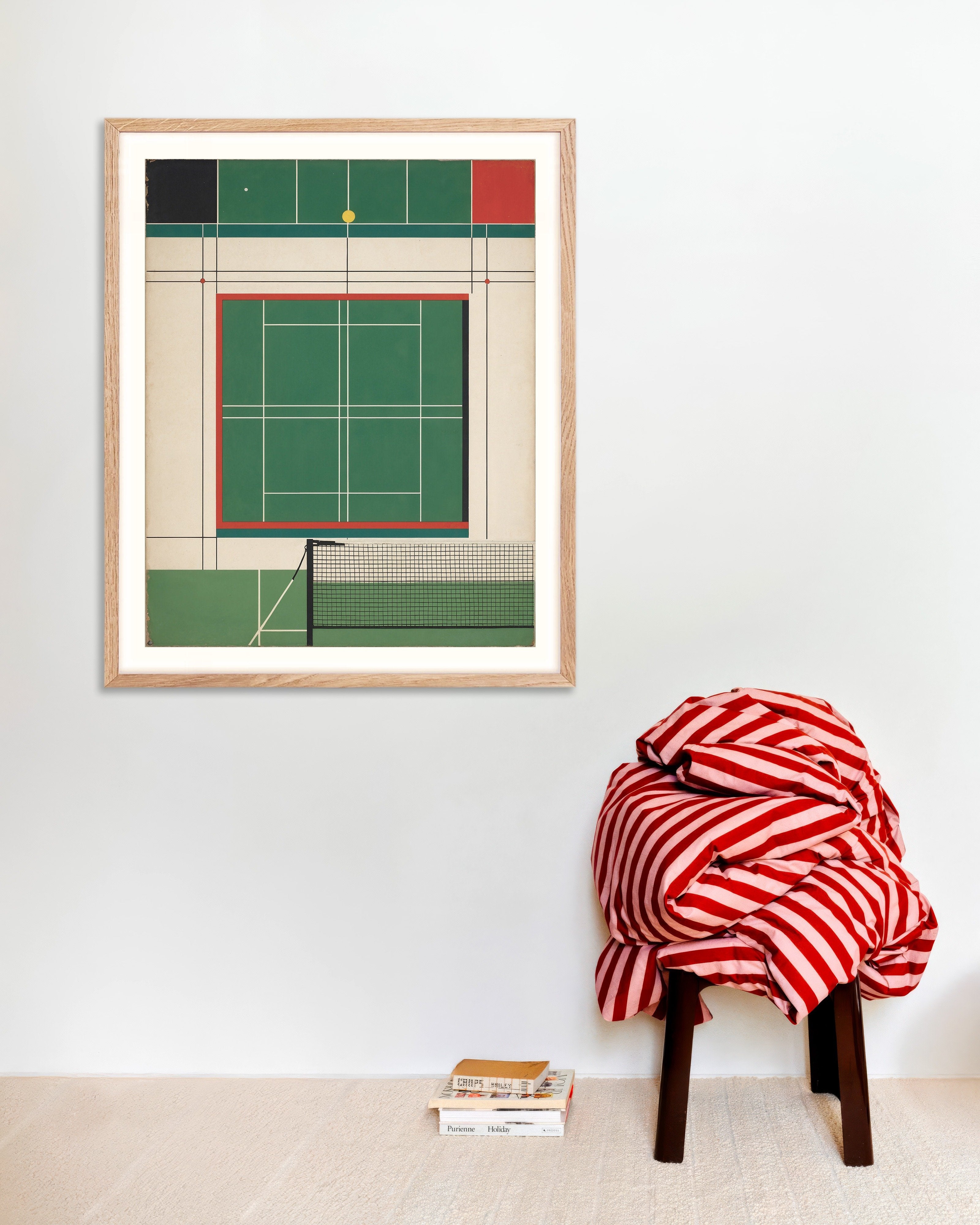 Poster of Bauhaus art, Tennis sport - Poster, with natural wooden frame