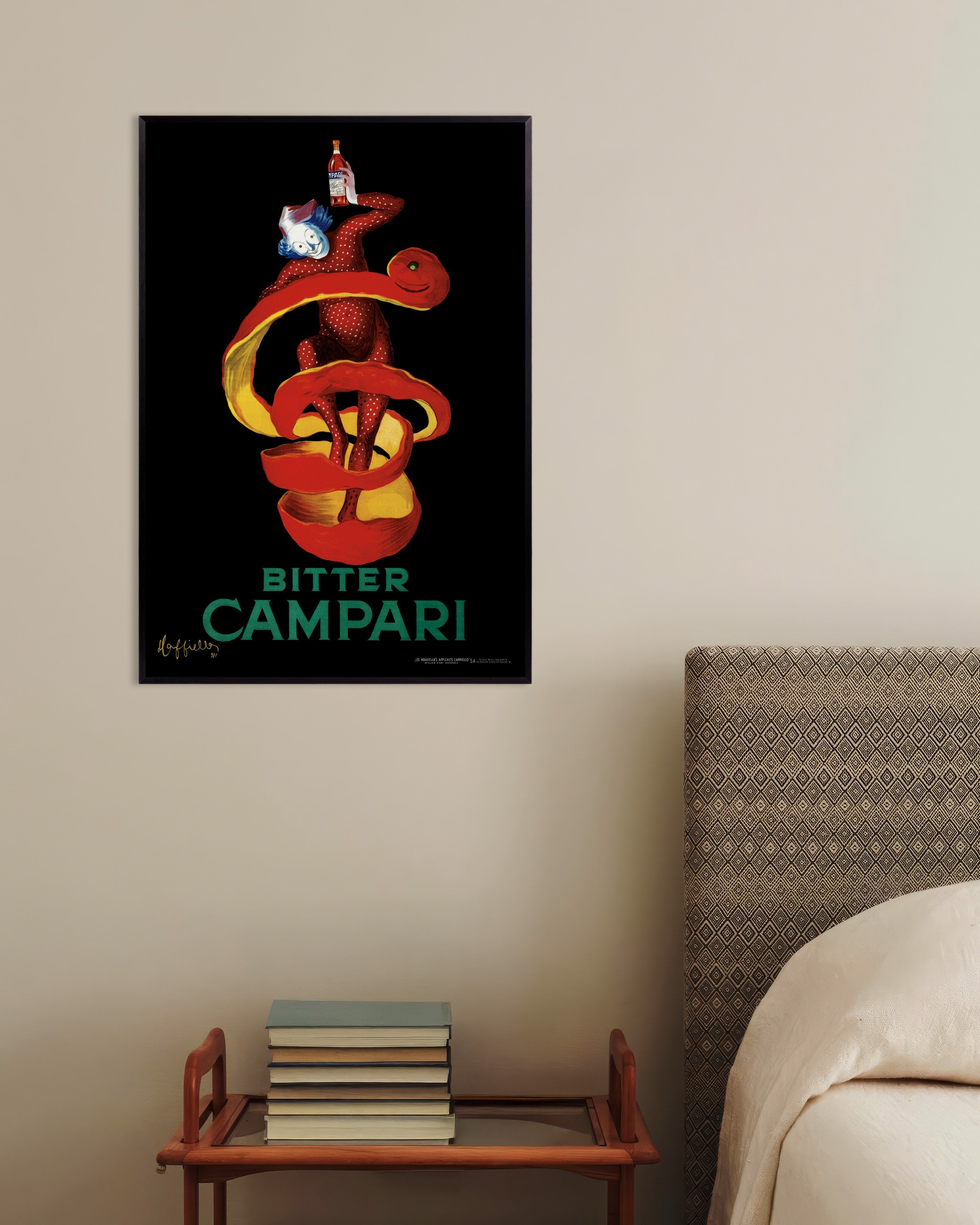 Poster of Bitter Campari by Cappiello, with metal frame