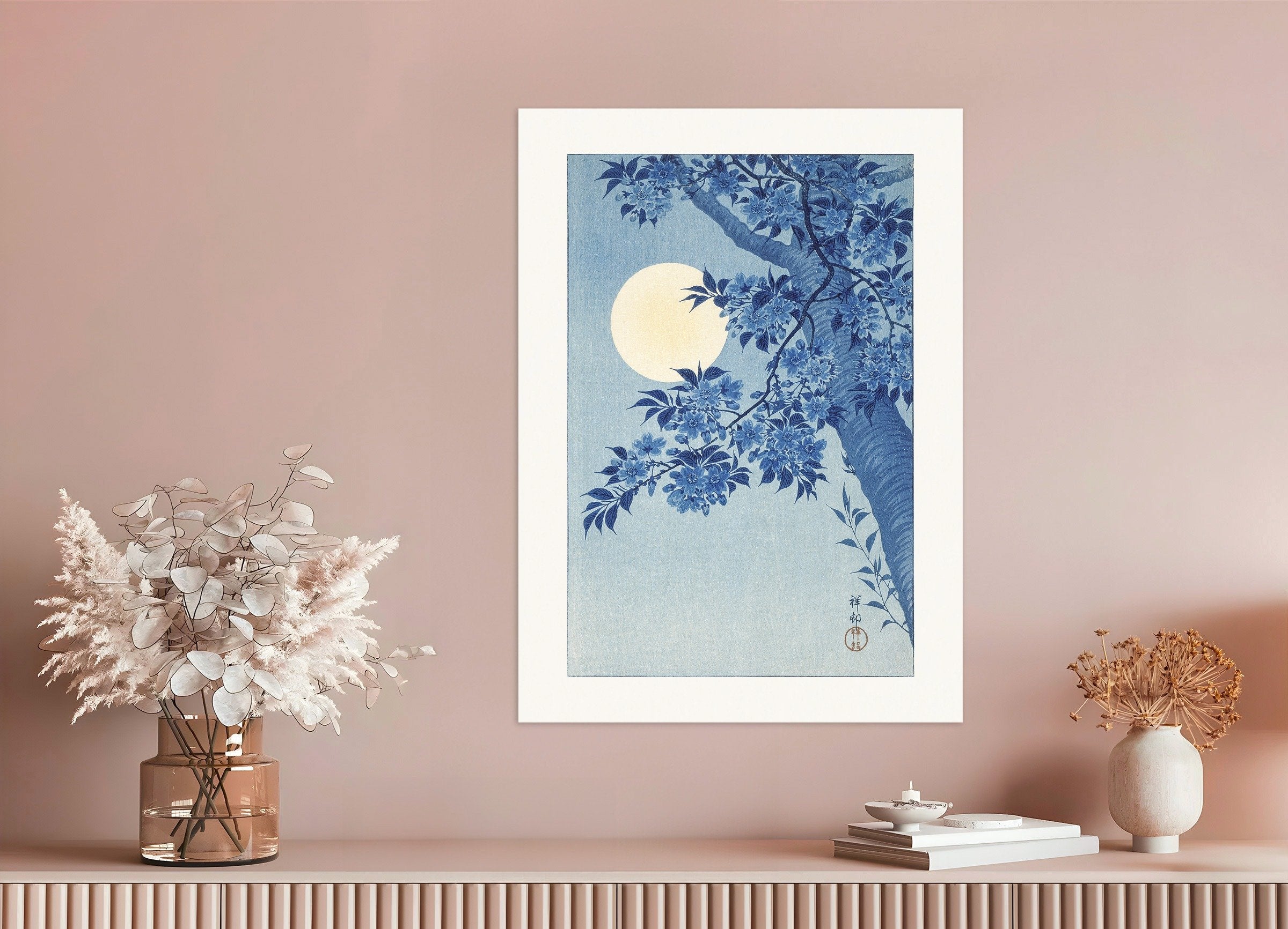 Poster of Blossoming Cherry on a Moonlit Night, Ohara Koson