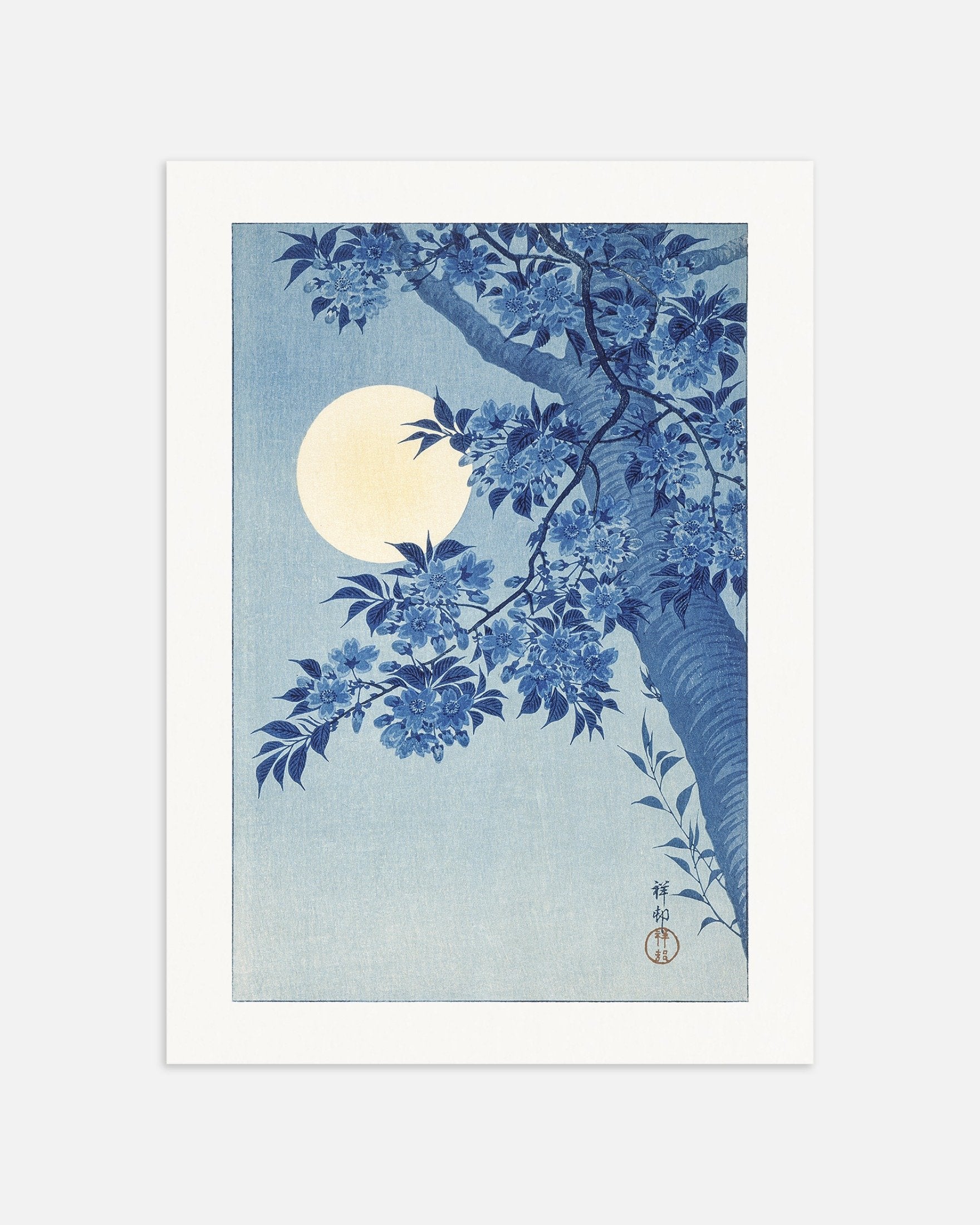 Poster of Blossoming Cherry on a Moonlit Night, Ohara Koson, thumbnail