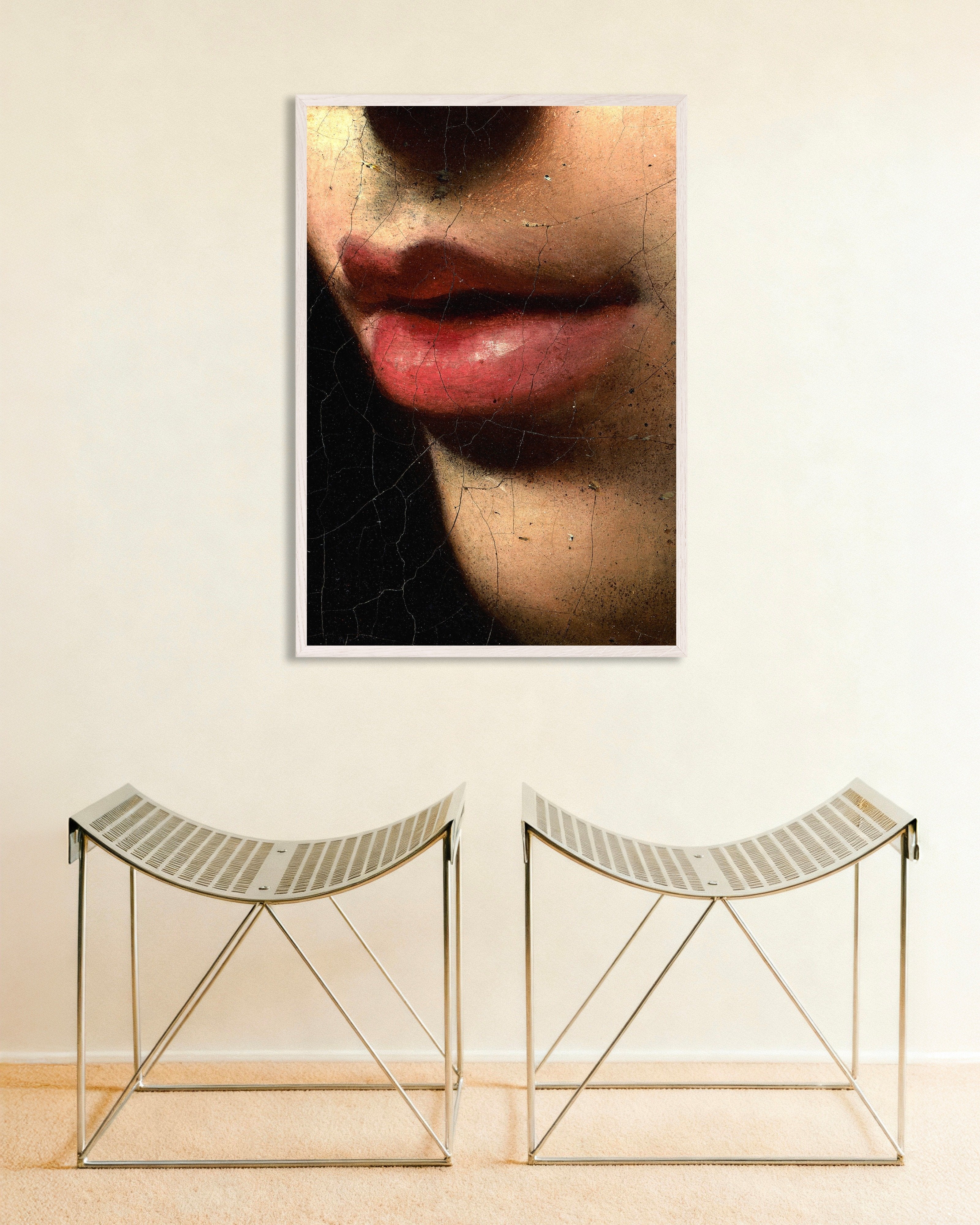 Poster of Caravaggio Print - "Judith and Holofernes", with white wooden frame