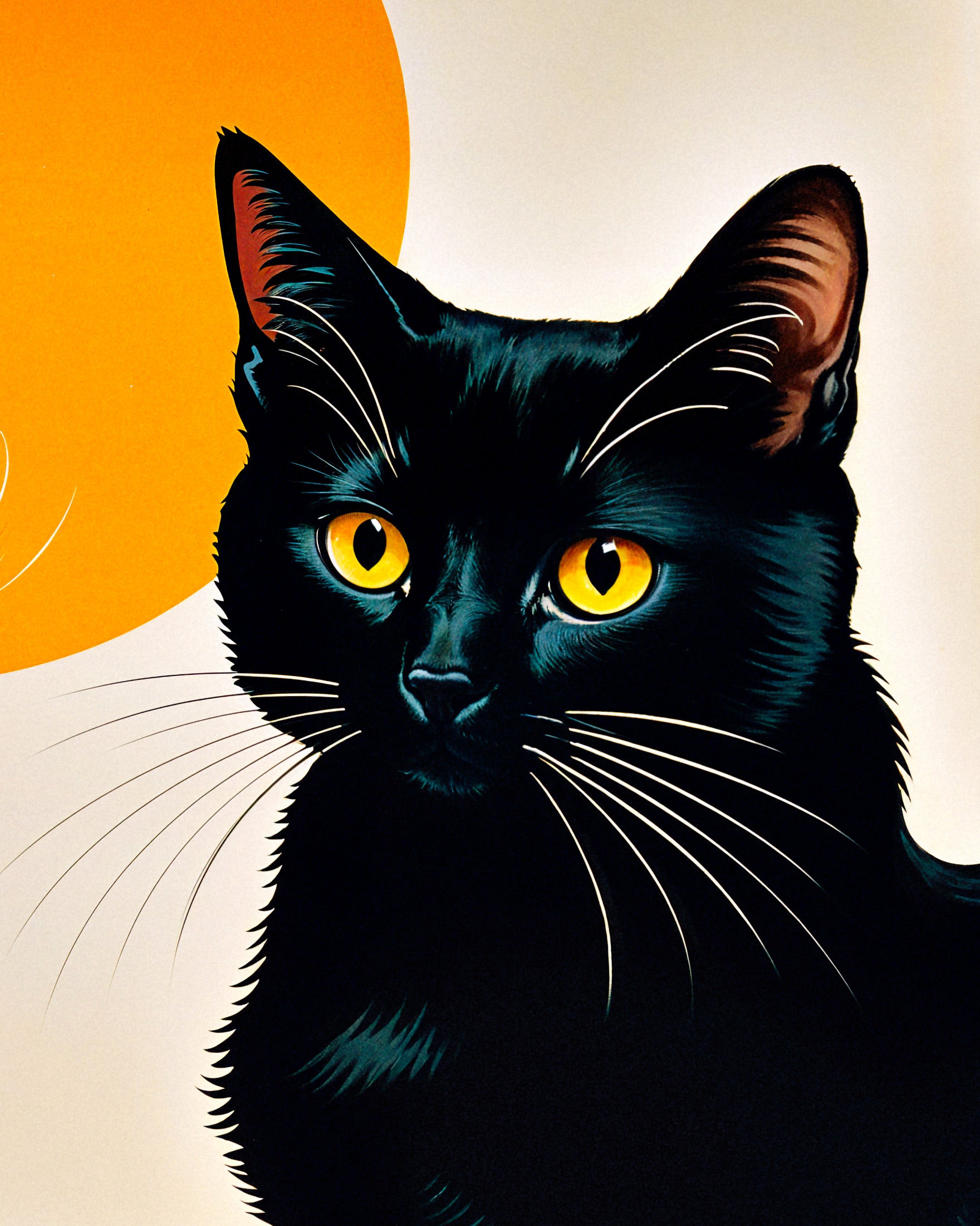 Schwarze Katze und Kaffee, japanischer Vintage - poster