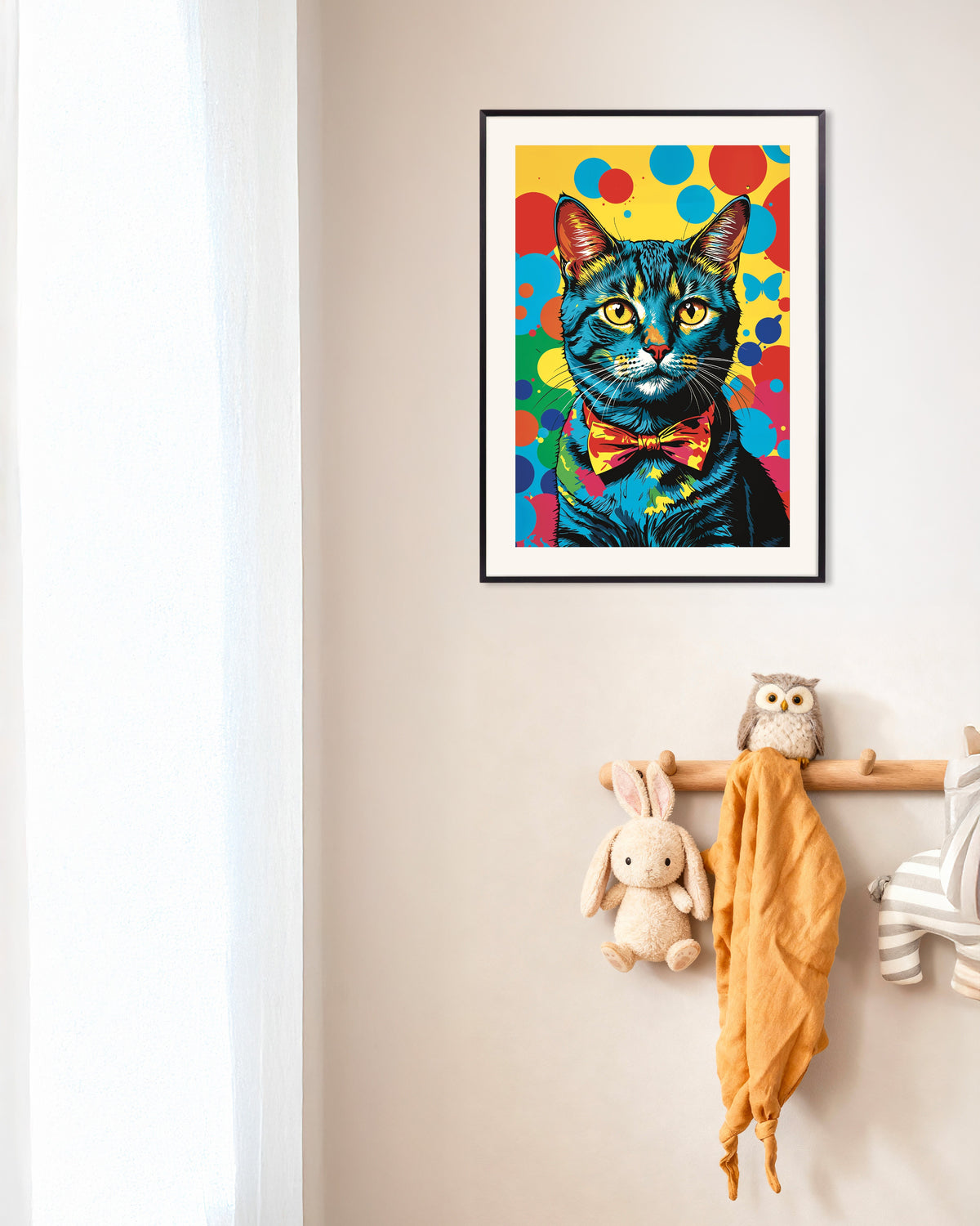Poster des Farbenfrohen Katzenposters mit Metallrahmen