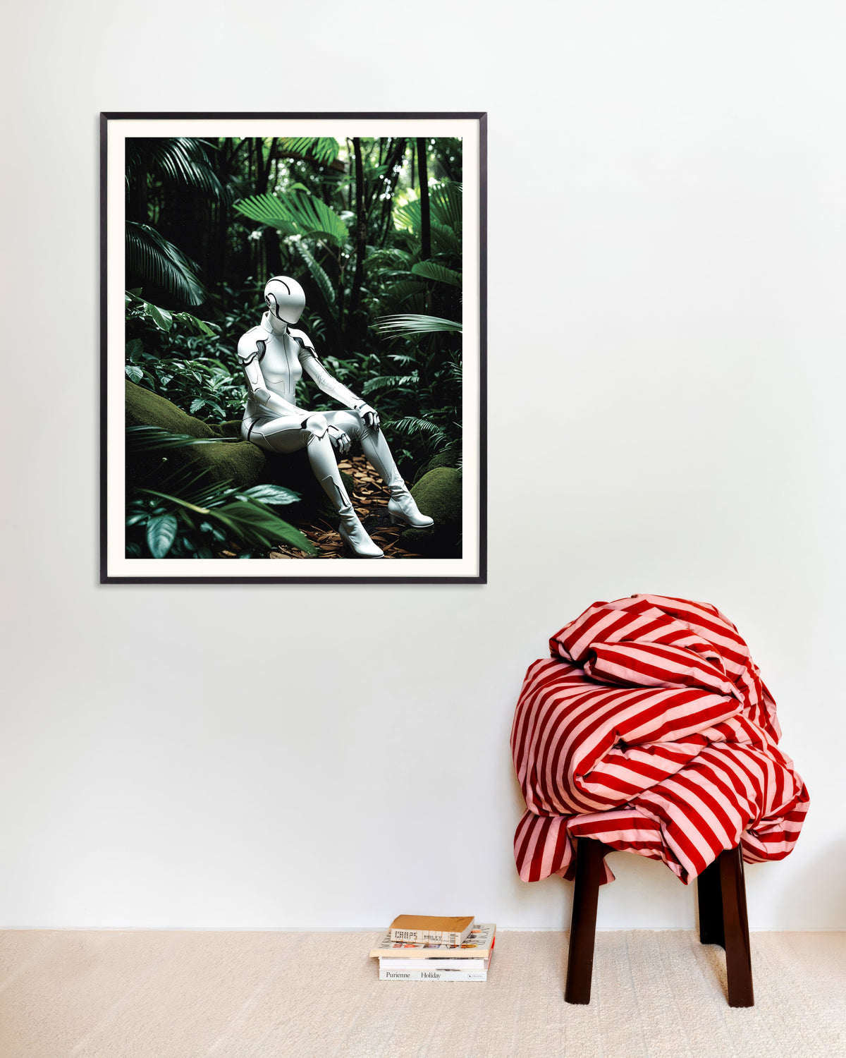 Poster „Cyborg im tiefen Dschungel“ mit Metallrahmen
