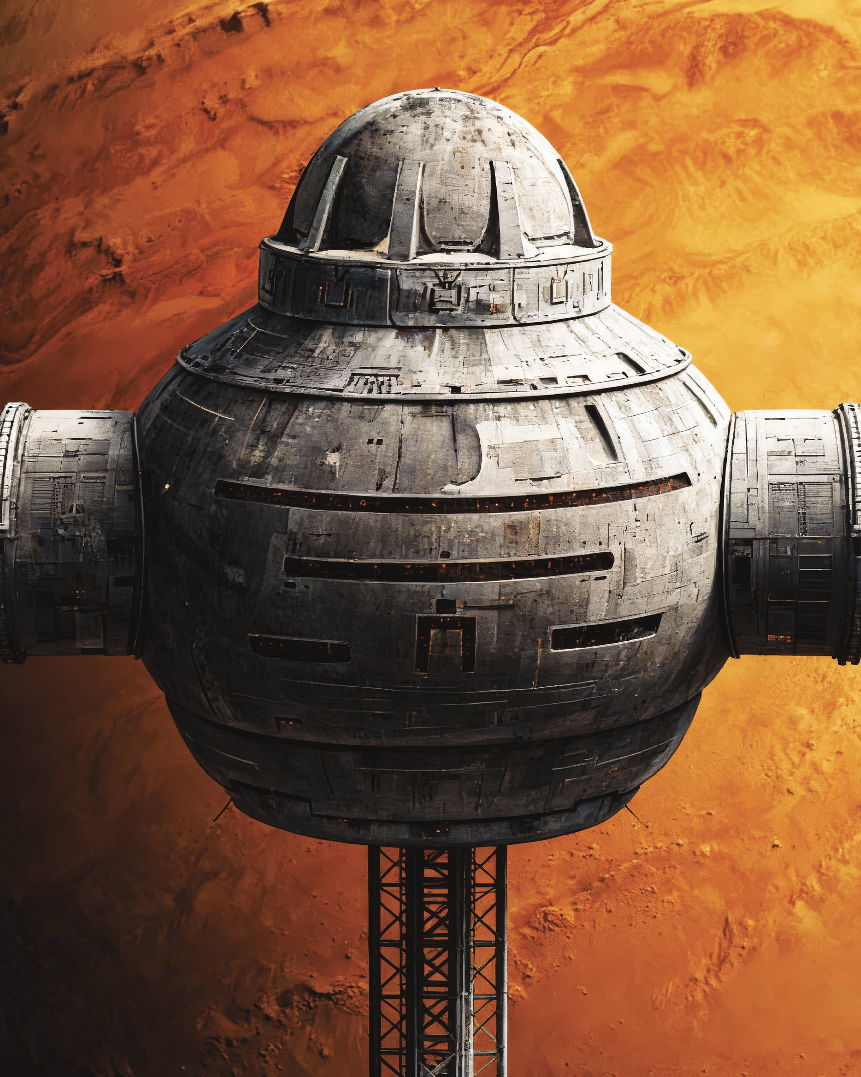 Orbitalstation Poster, Sci-Fi Planeten Plakat