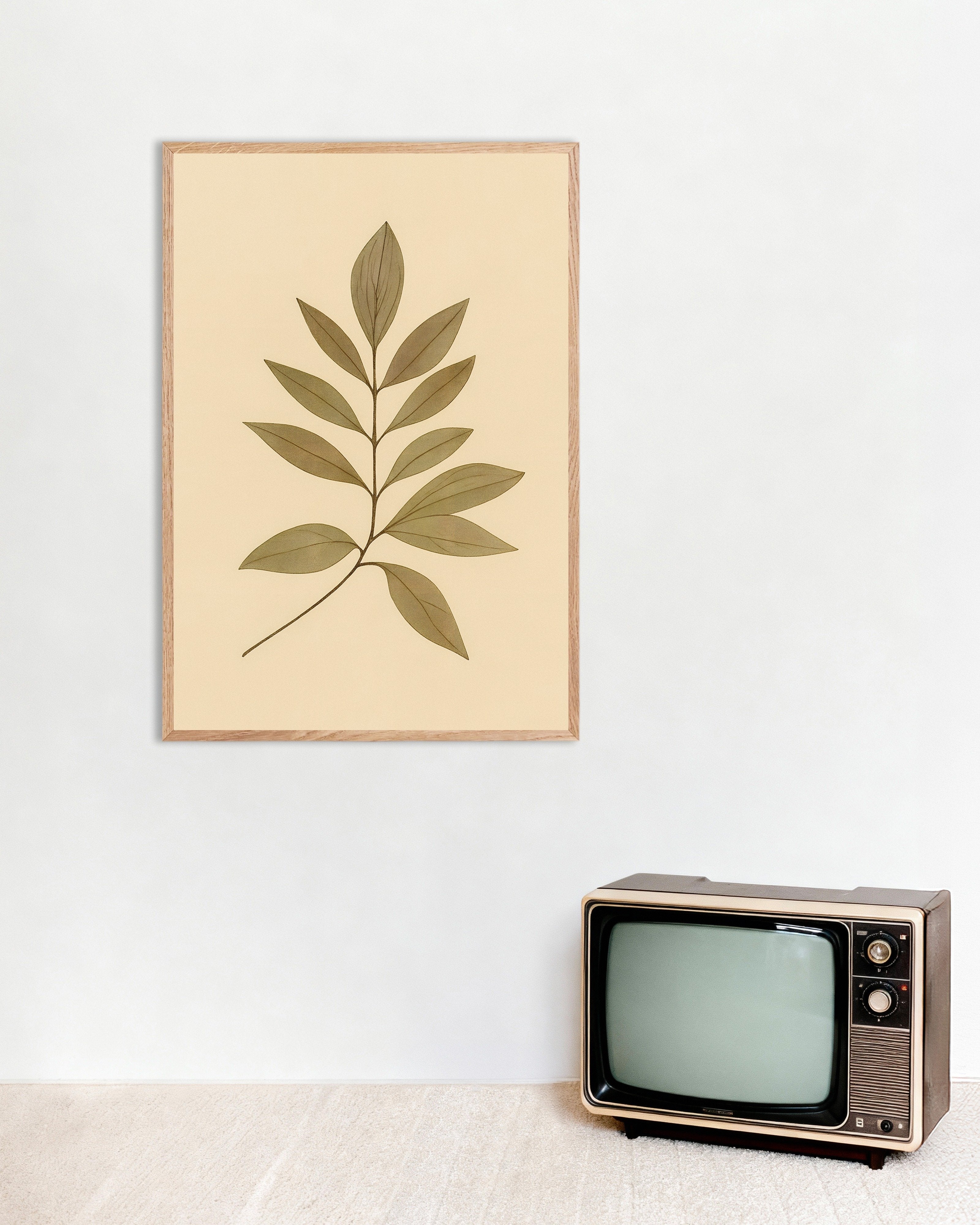 Poster of Eucalyptus Leaves Poster – Autumn Botanical Print, with natural wooden frame
