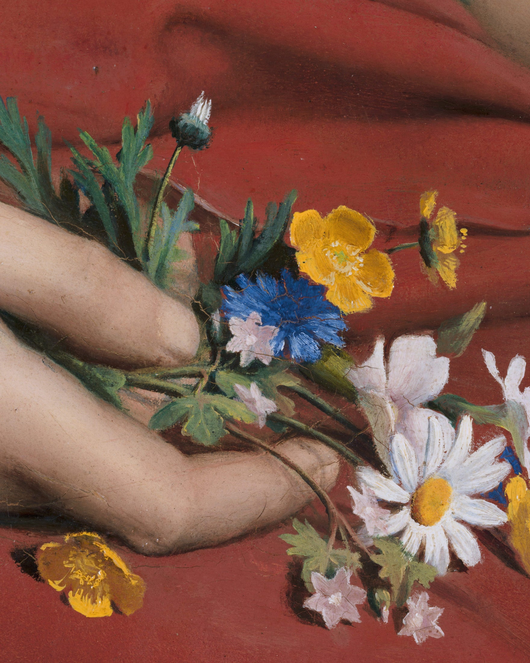 Louis Janmot „Fleur des Champs“ Detail der Hände - Wildblumenstrauß Plakat Poster