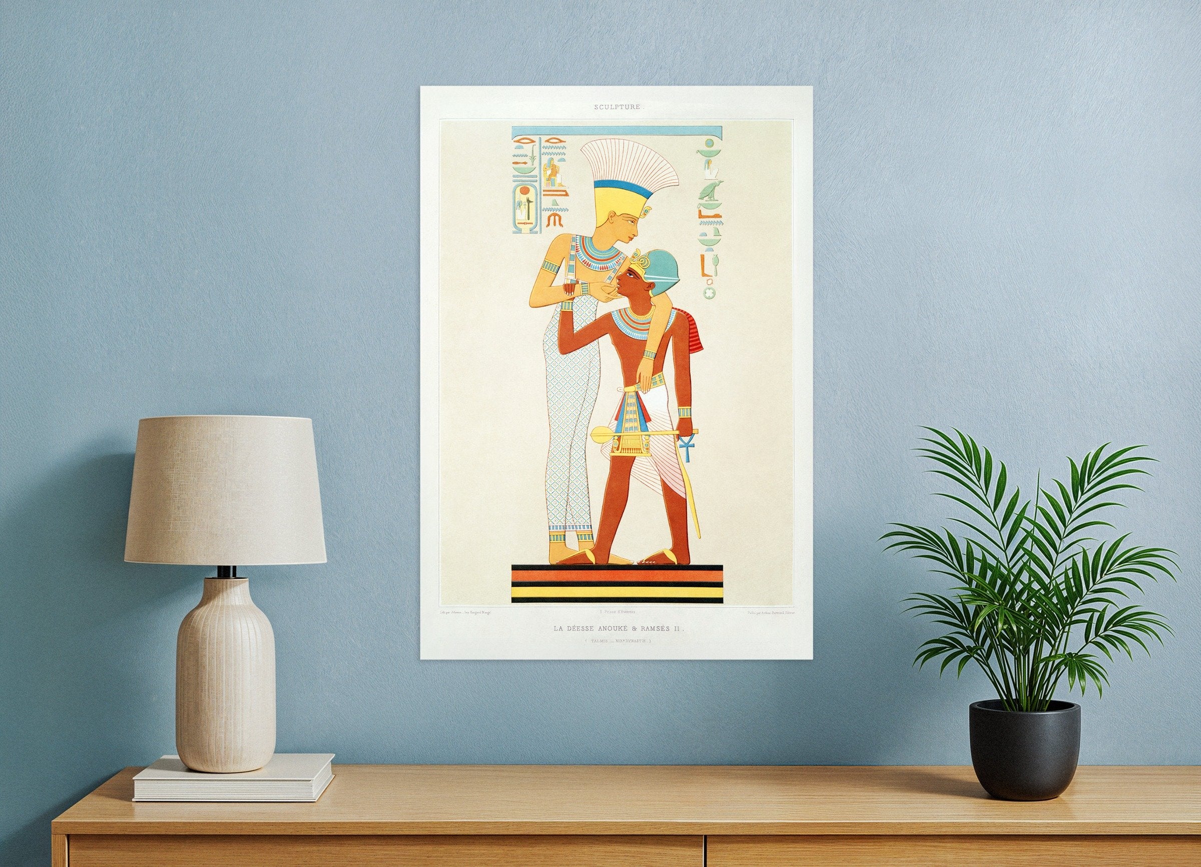 Poster of Goddess Anouke & Ramses II – Egyptian Art Print