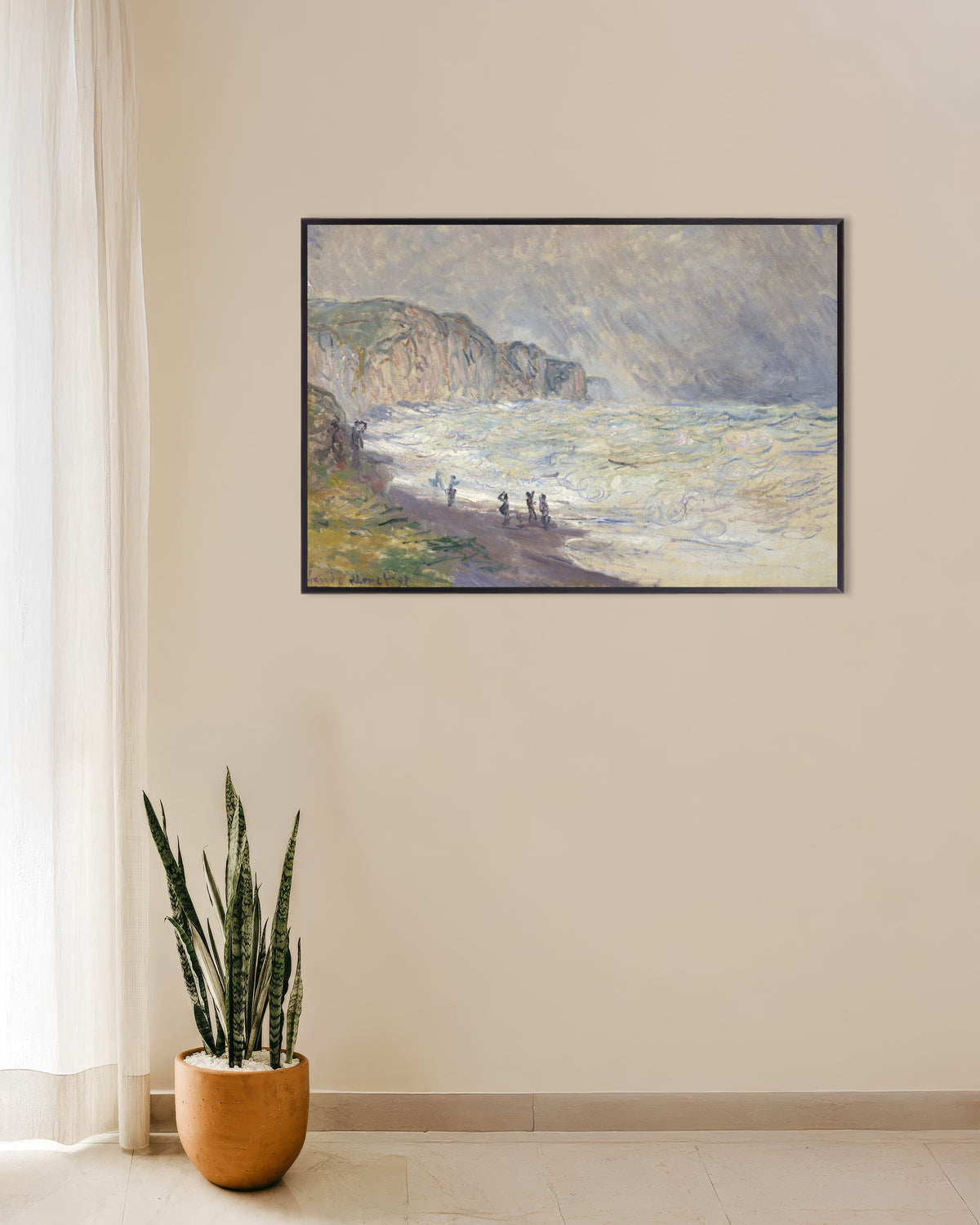 Poster Schwere See bei Pourville (1897) von Claude Monet mit Metallrahmen