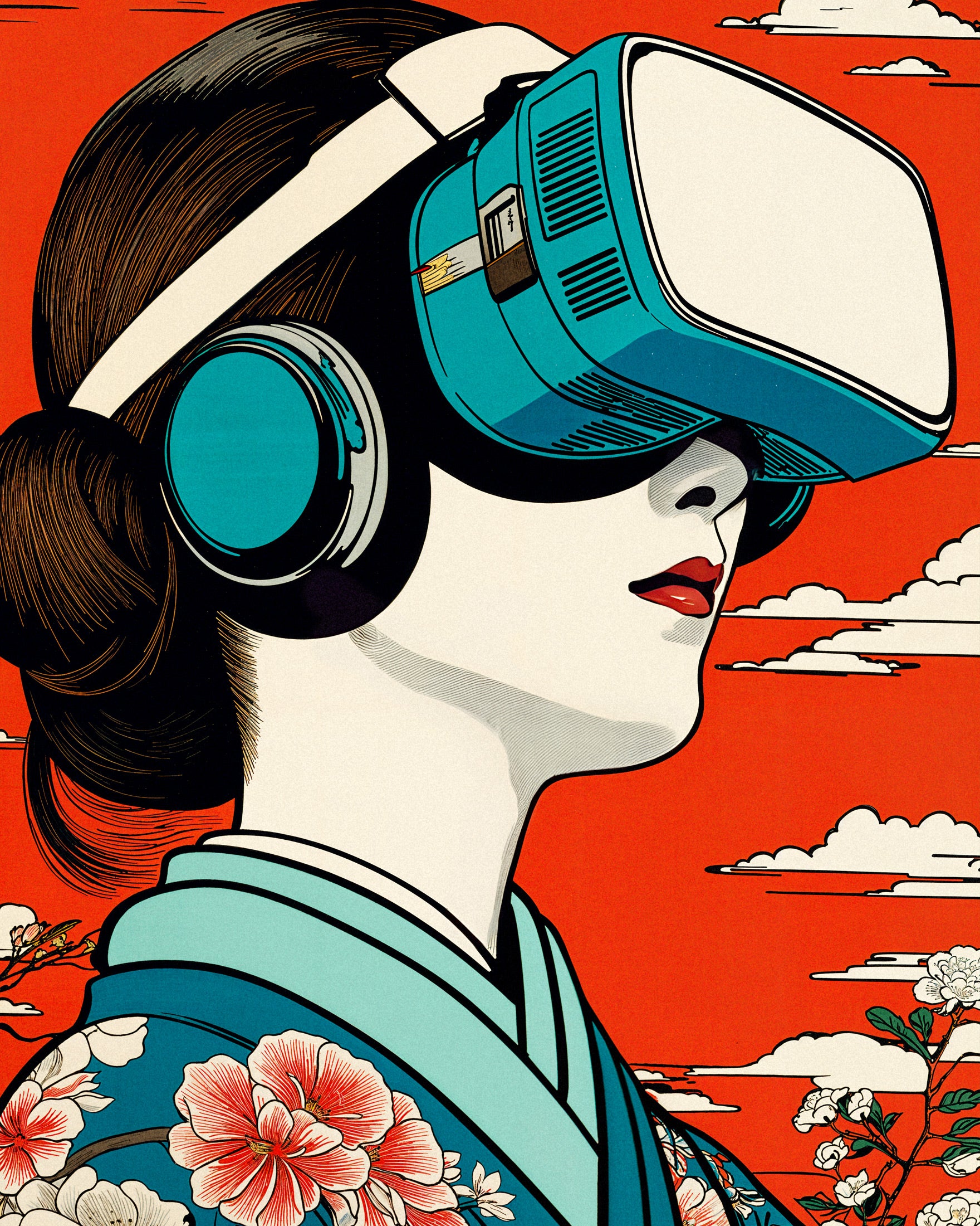 "Geisha VR" poster – Hiroshige Tribut x moderne Technologie