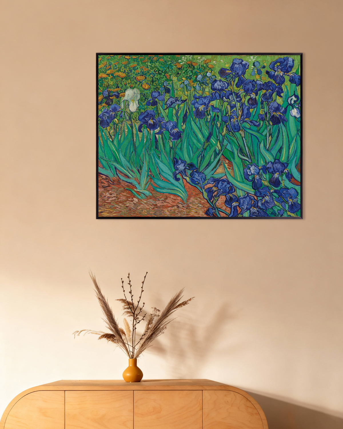 Poster „Schwertlilien (1889) von Vincent van Gogh“ mit Metallrahmen