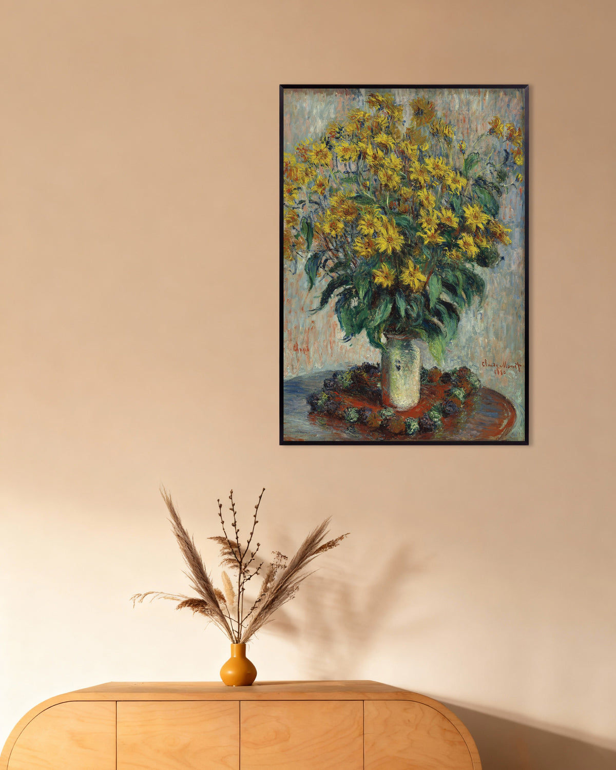 Poster Topinamburblüten (1880) von Claude Monet mit Metallrahmen
