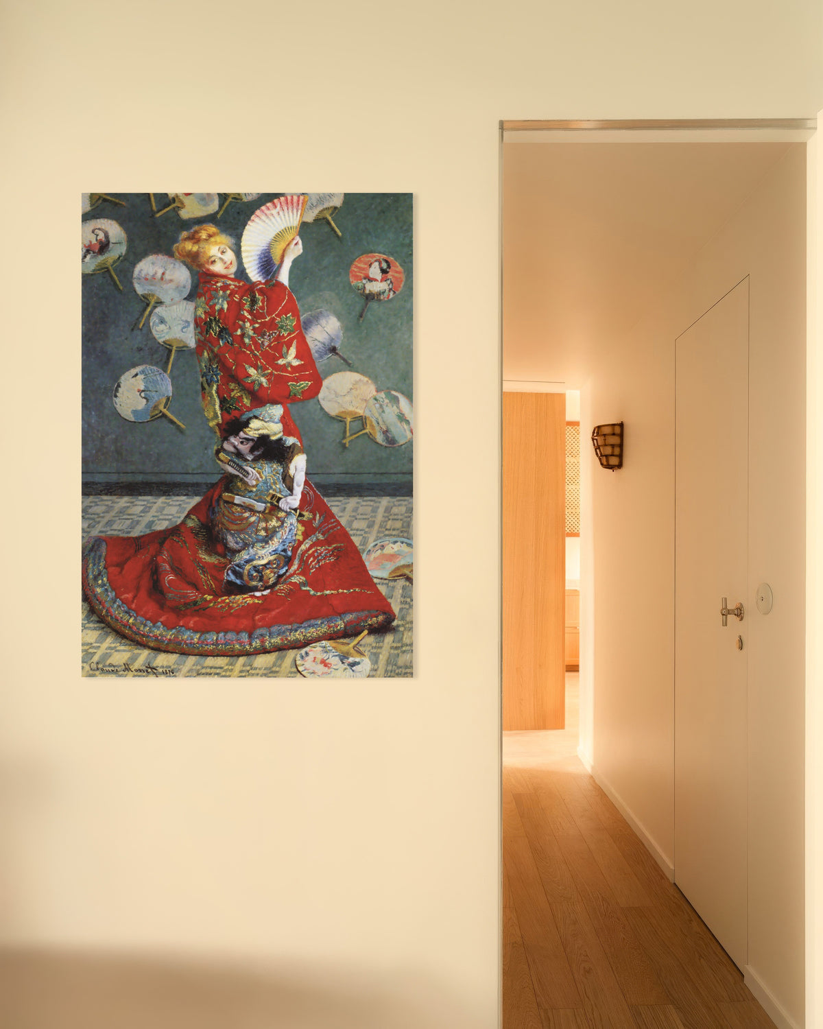 Poster La Japonaise, Camille Monet im japanischen Kostüm (1876) von Claude Monet