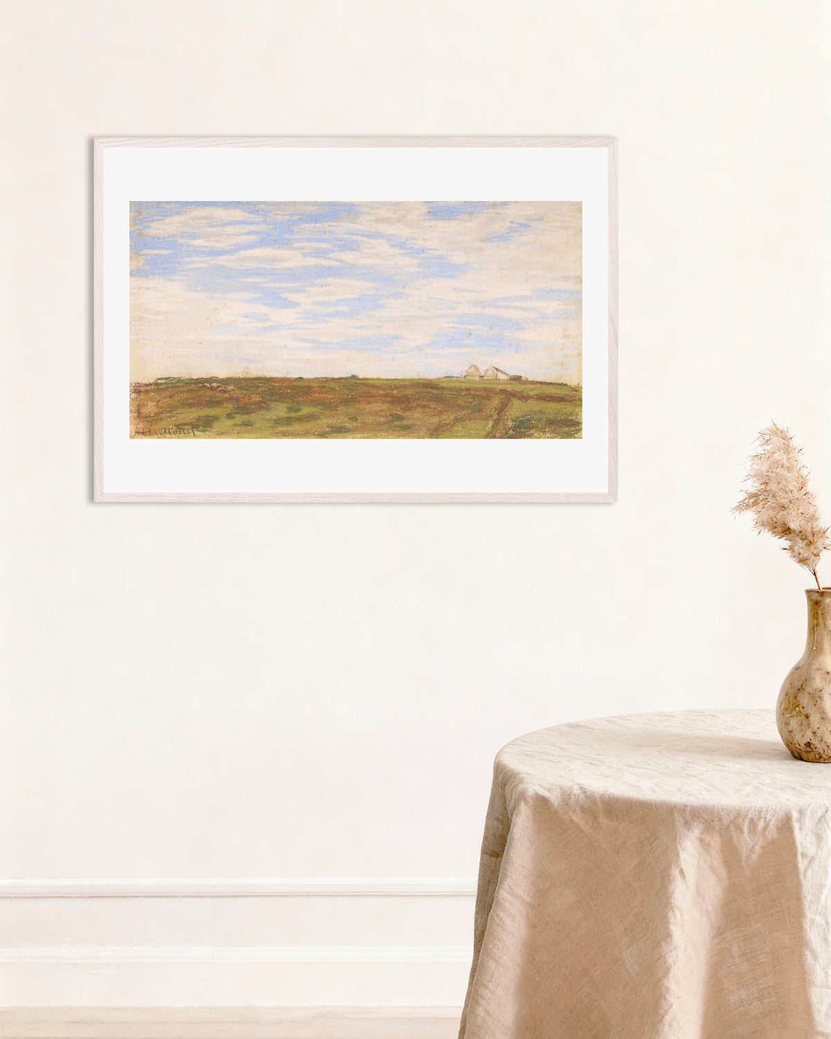 Poster Landschaft (1864–1866) von Claude Monet mit weißem Holzrahmen