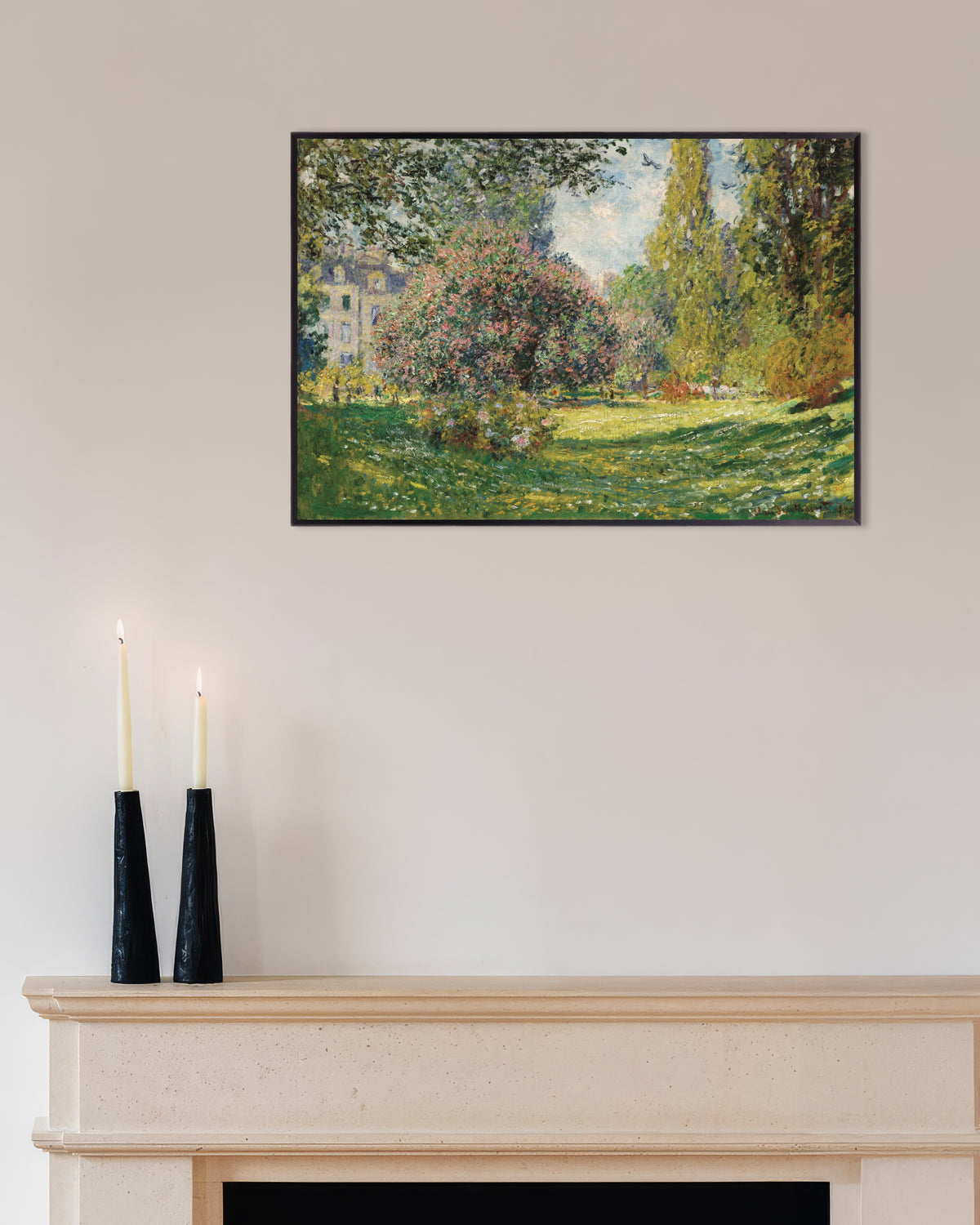 Poster Landschaft, Parc Monceau (1876) von Claude Monet mit Metallrahmen