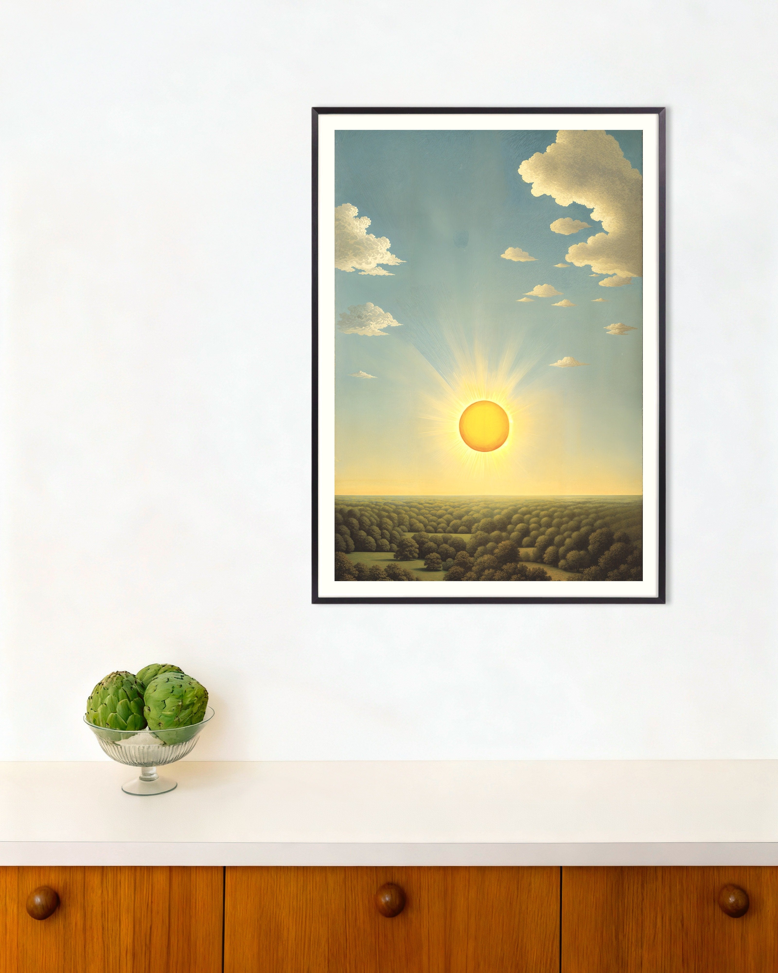Poster of Le Grand Soleil - Surreal Sun Over the Canopy, with metal frame