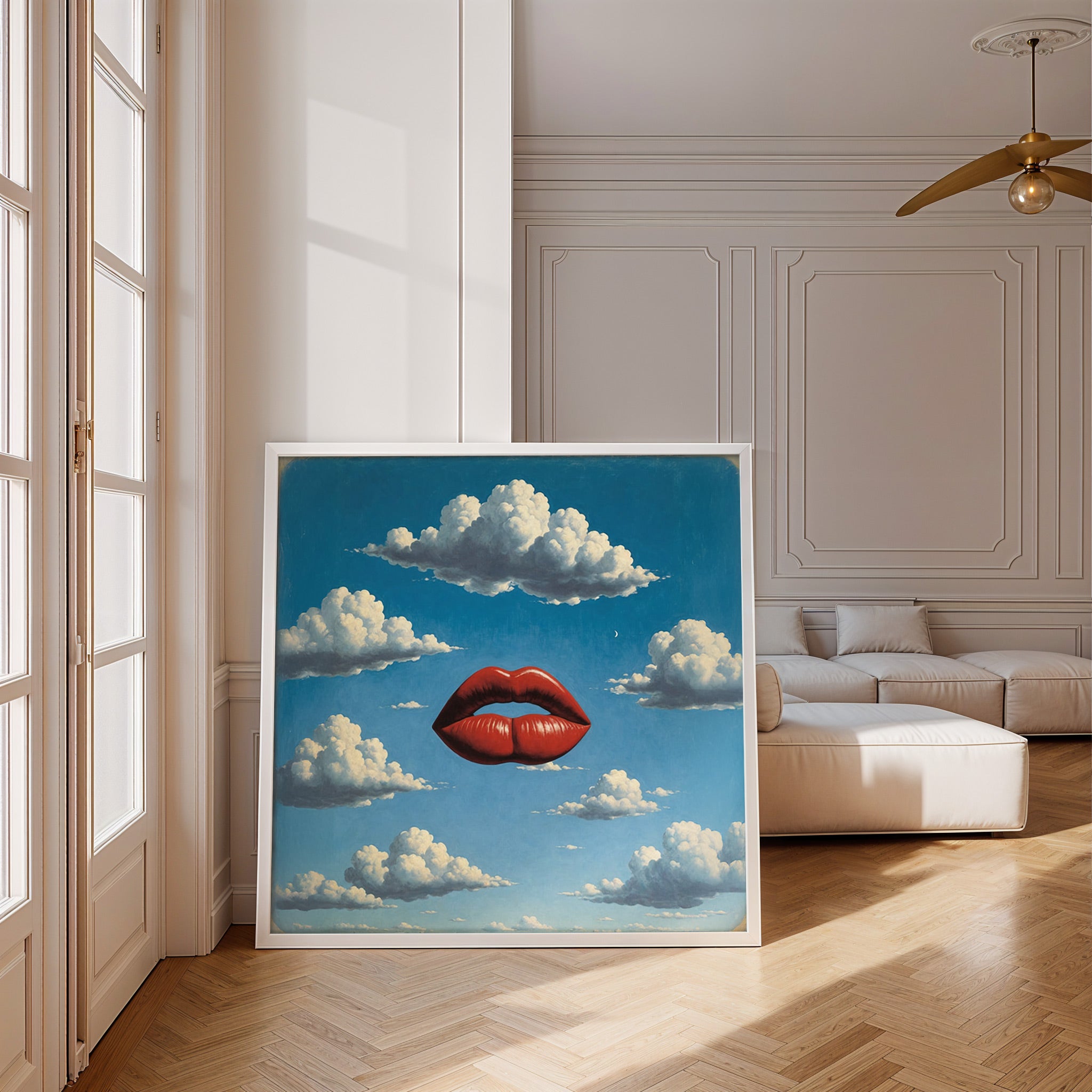 Rote Lippen Poster – Traumhafter Surrealismus Plakat