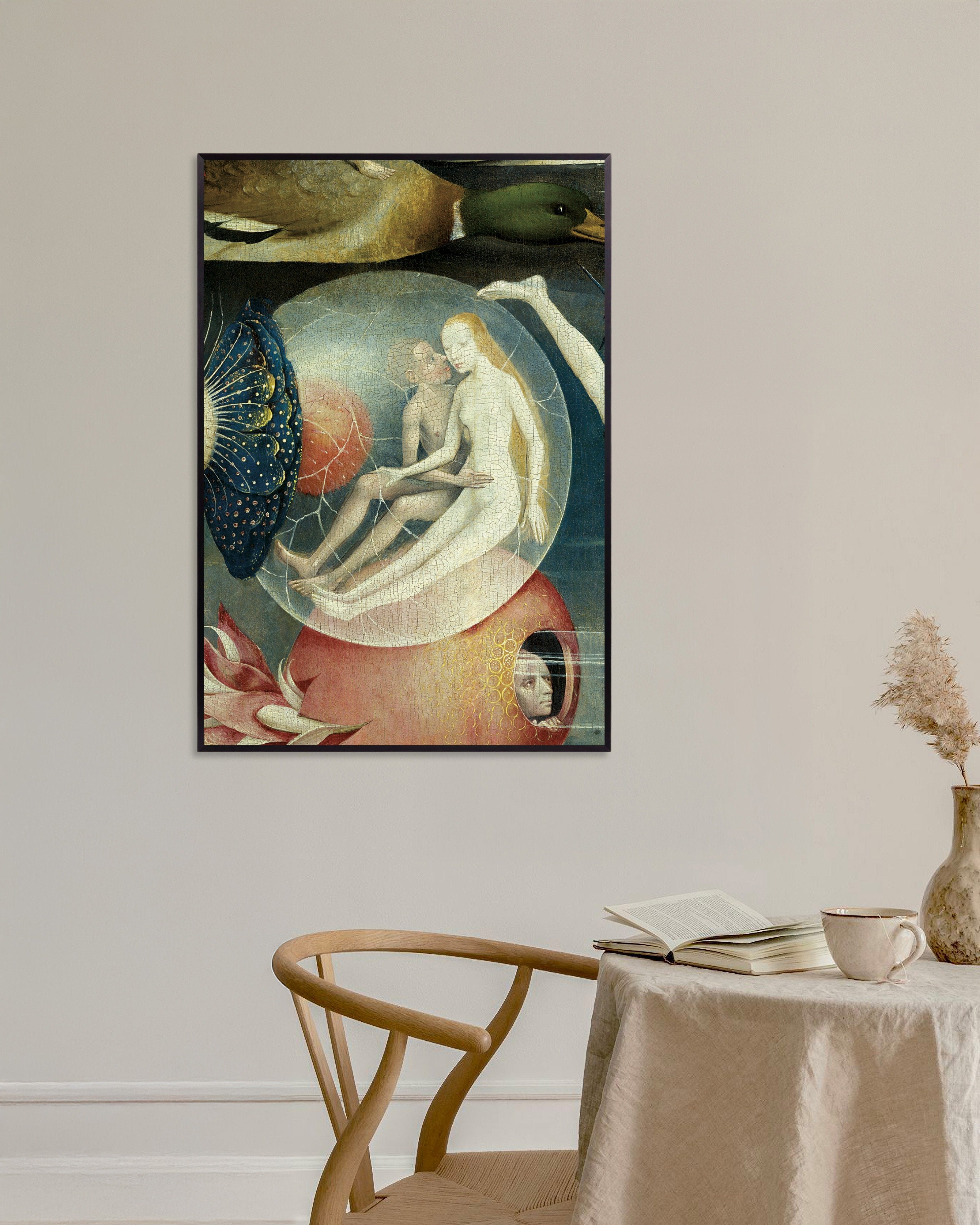 Poster of Lovers in a bubble - Detail from The Garden of Earthly Delights, with metal frame