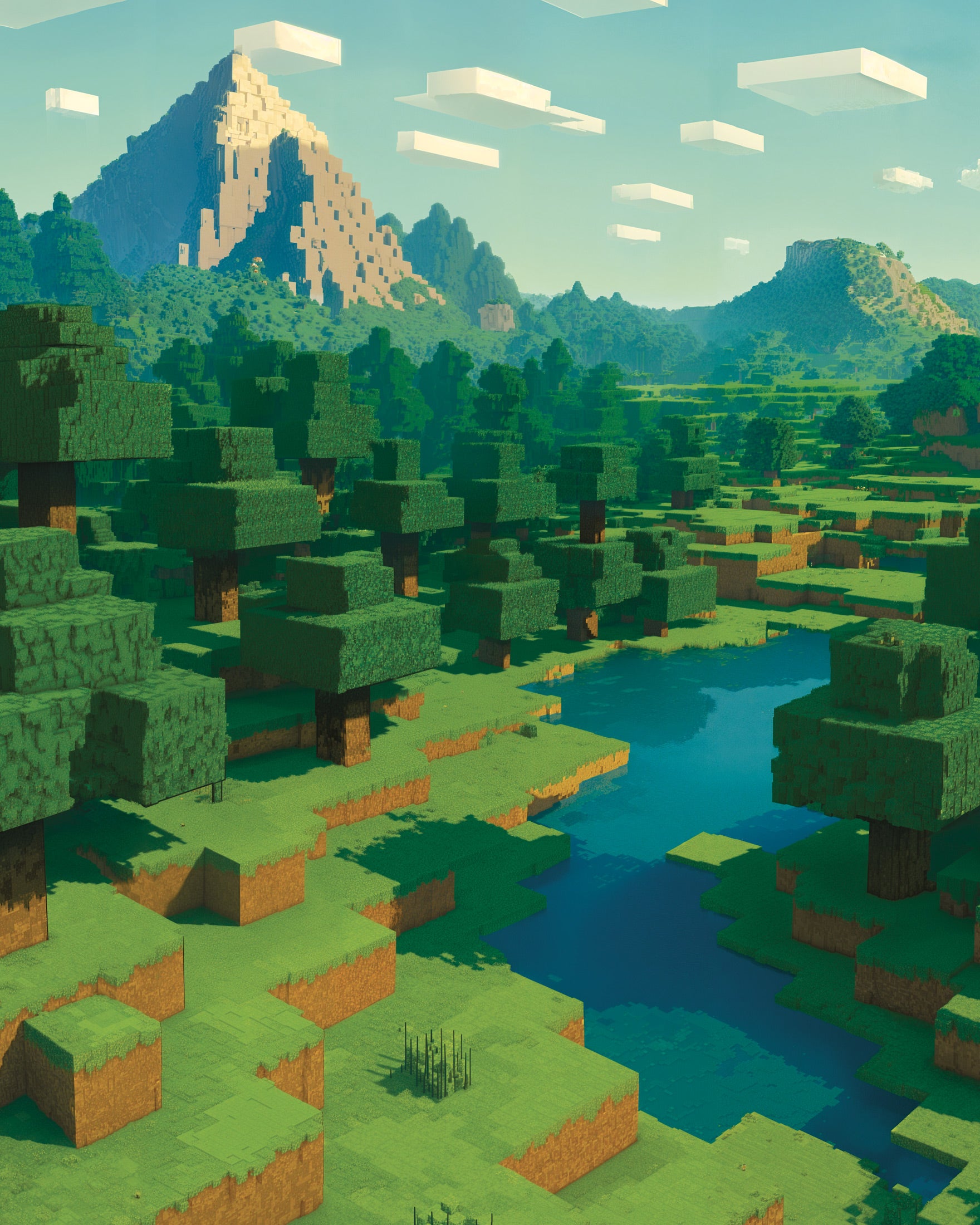 Minecraft Berglandschaft – Poster für Pixel-Art-Fans