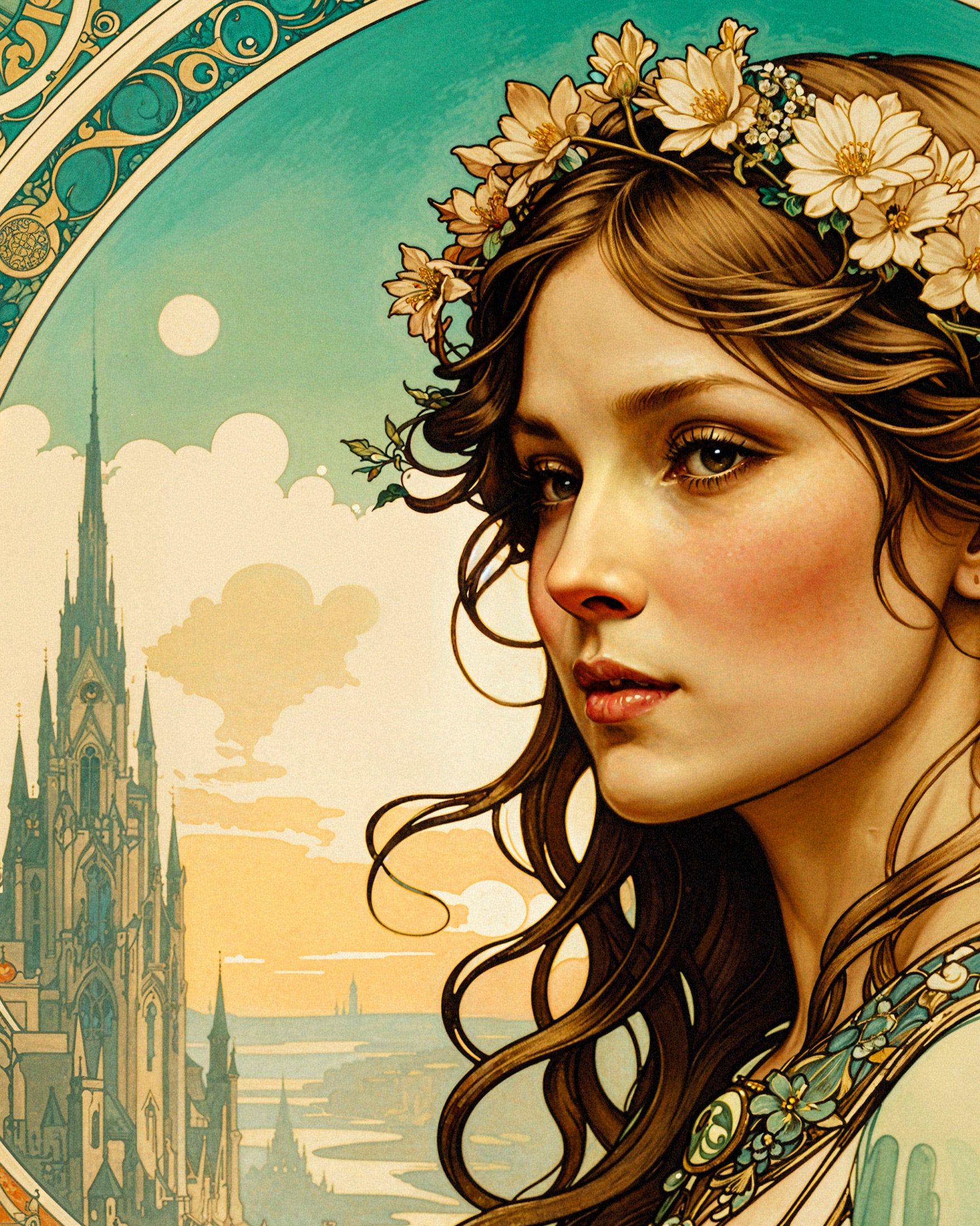 Jugendstil Frau - Wandbilder