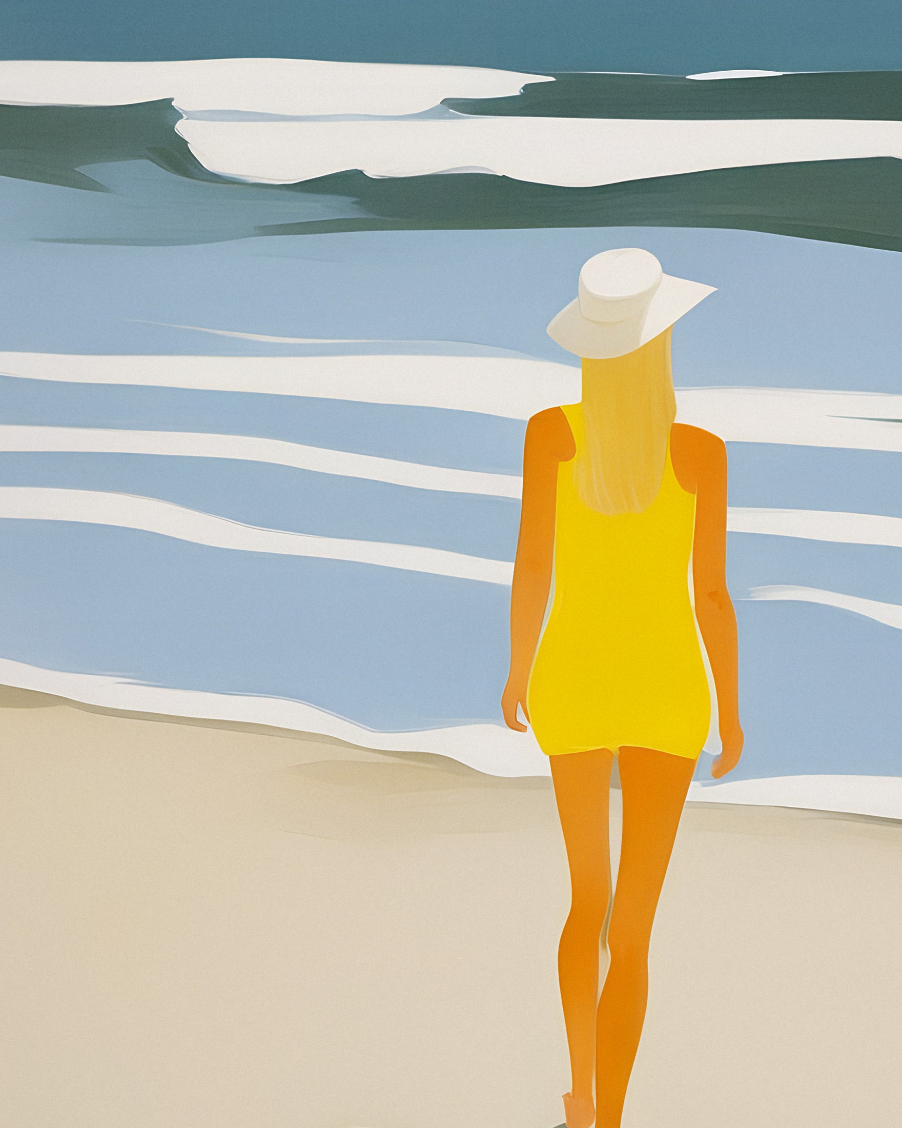 Nastya Strandporträt – Sonniges Gelbes Küsten Plakat