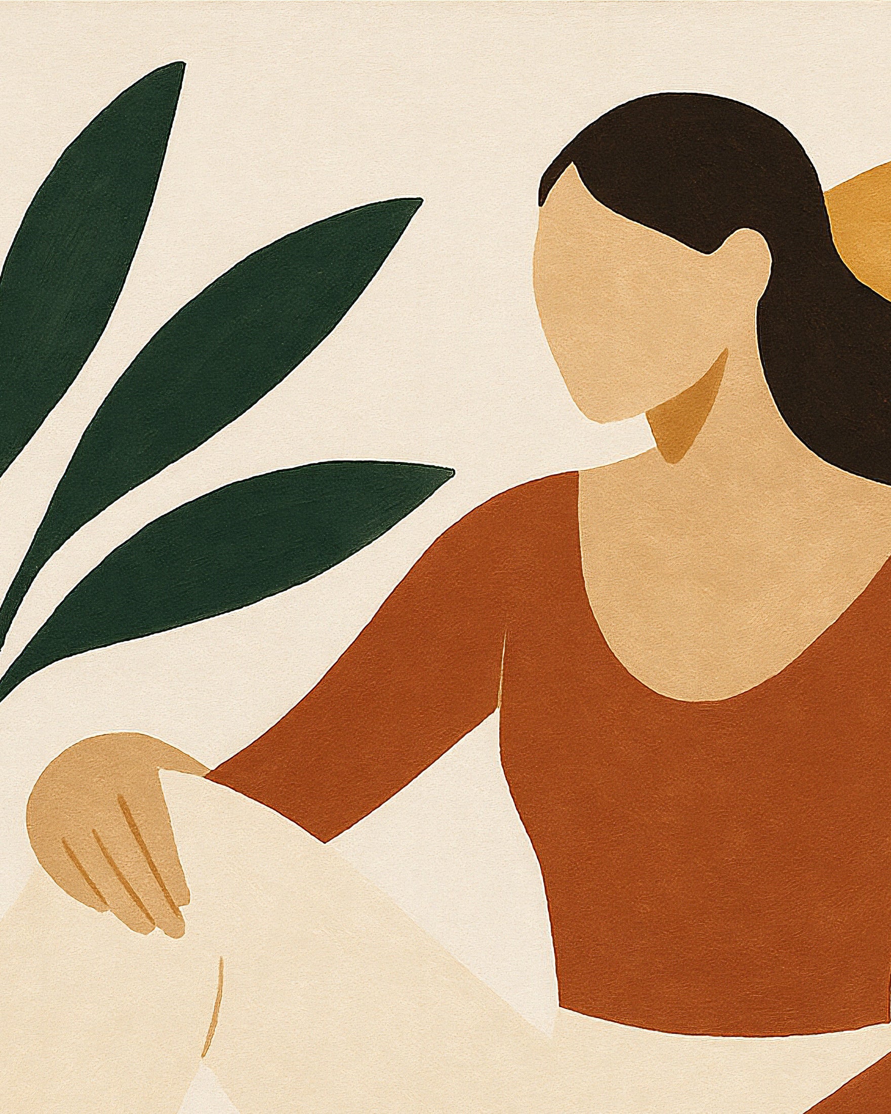 Modern Odaliske – abstrakte weibliche Figur mit Pflanzen poster