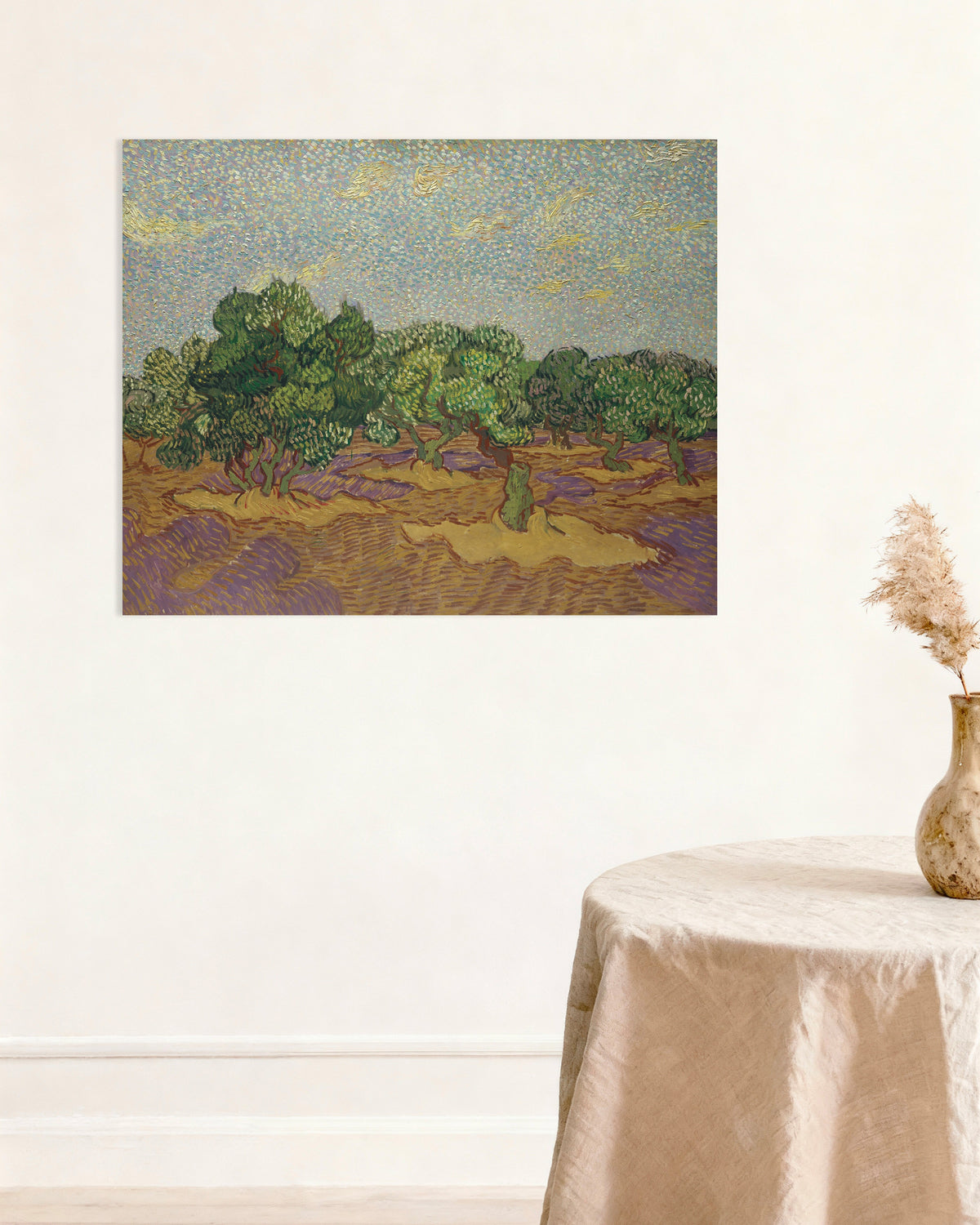 Poster von Olivenbäume unter einem blassen Himmel (1889) von Vincent van Gogh