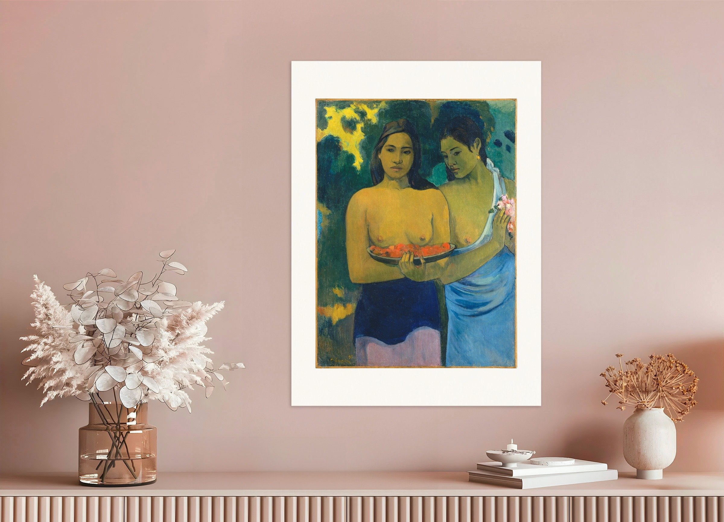 Poster of Paul Gauguin, Breasts with Red Flowers - Art Print