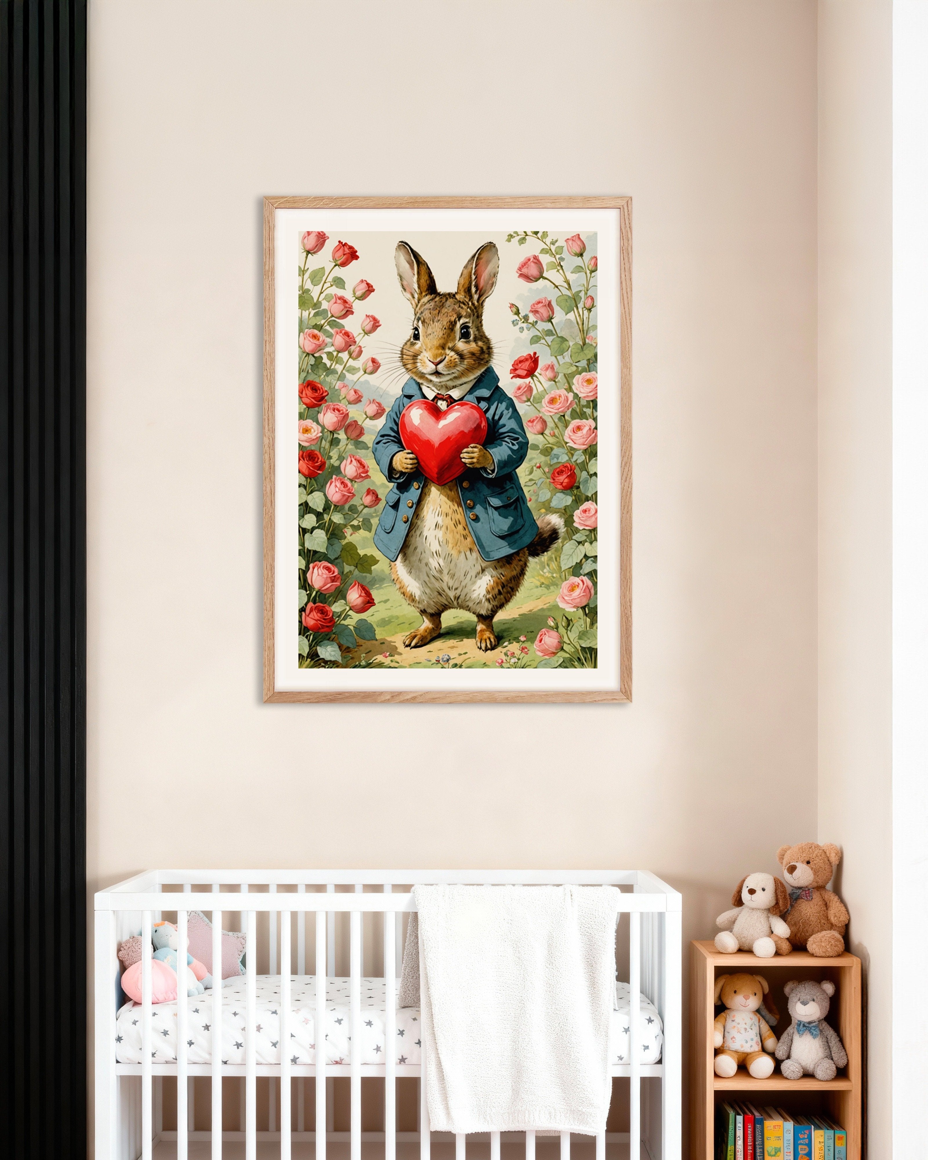 Poster of Peter Rabbit Poster, Valentine's Day, with natural wooden frame