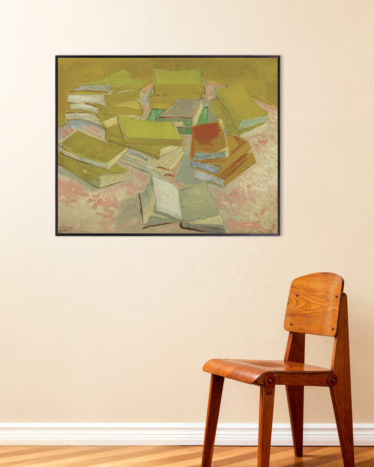 Poster Stapel französischer Romane (1887) von Vincent van Gogh, mit Metallrahmen
