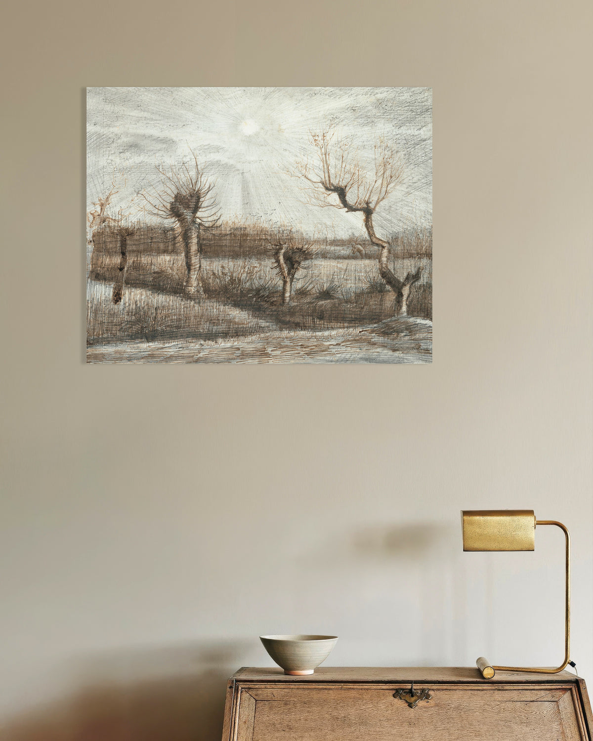 Poster von Pollard-Weiden (1884) von Vincent van Gogh