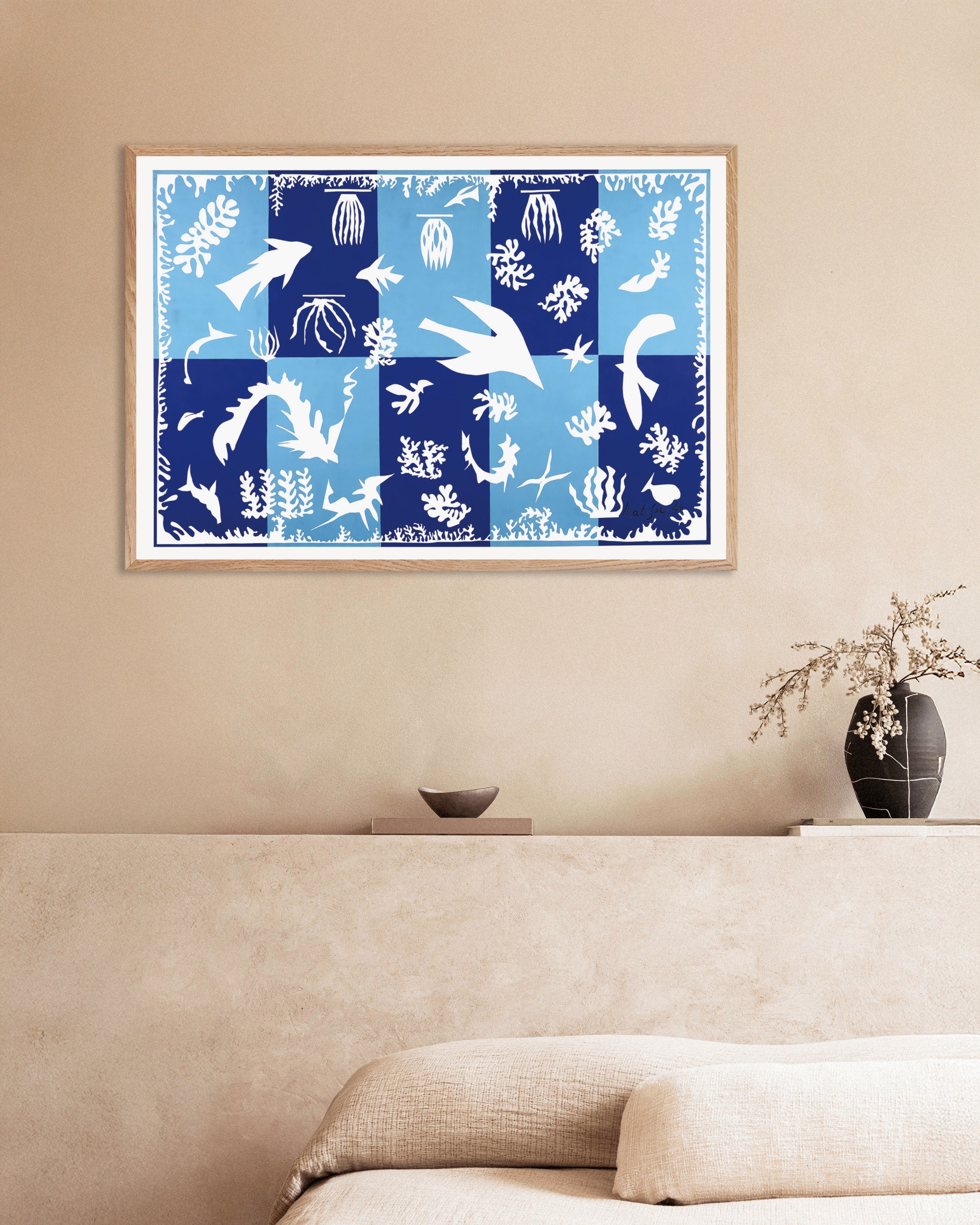 Poster of Polynesia, the sea (1946) by Henri Matisse - Poster, with natural wooden frame