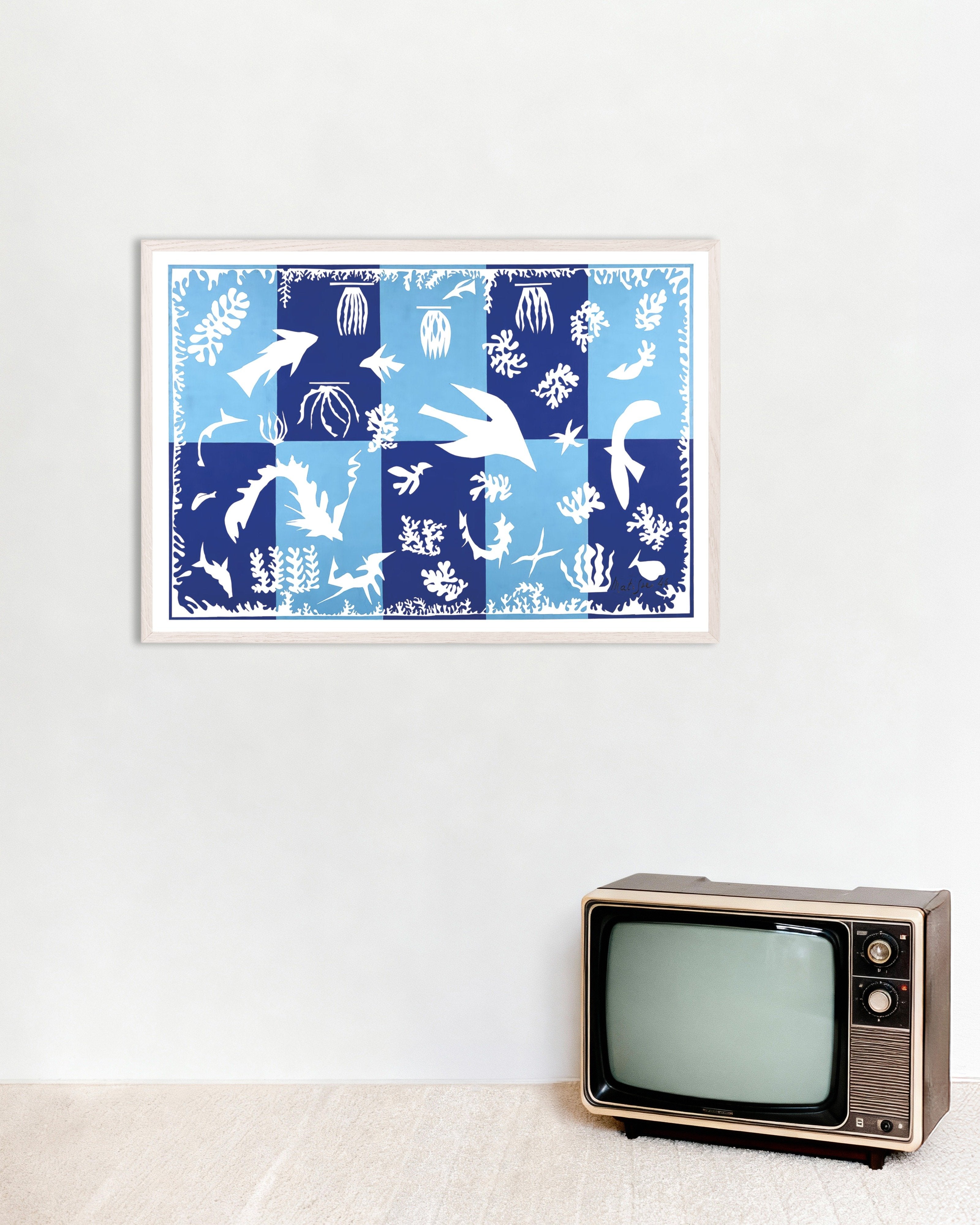 Poster of Polynesia, the sea (1946) by Henri Matisse - Poster, with white wooden frame