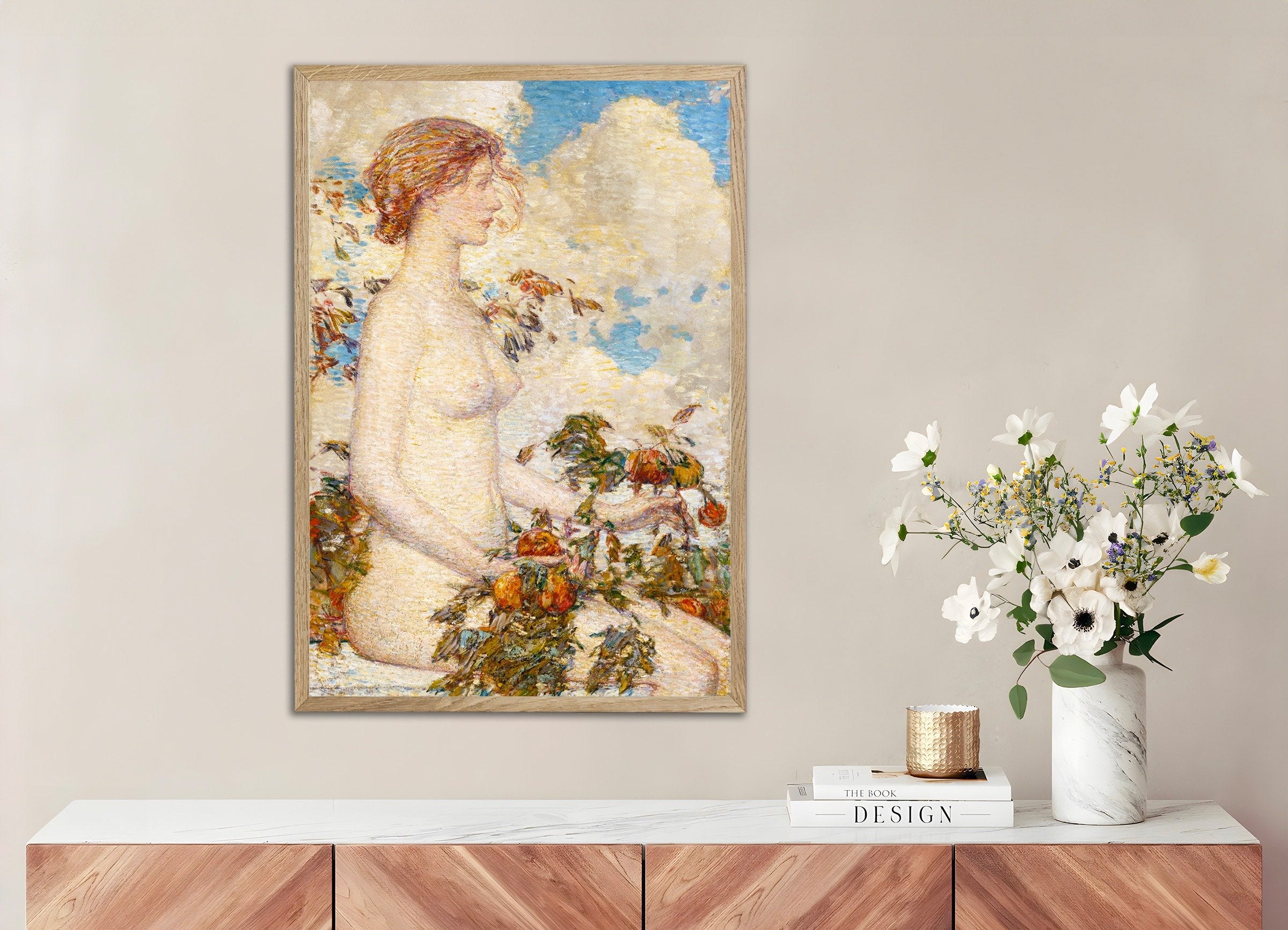 Poster of Pomona by Childe Hassam (1929) - Fine Art Print, with natural wooden frame