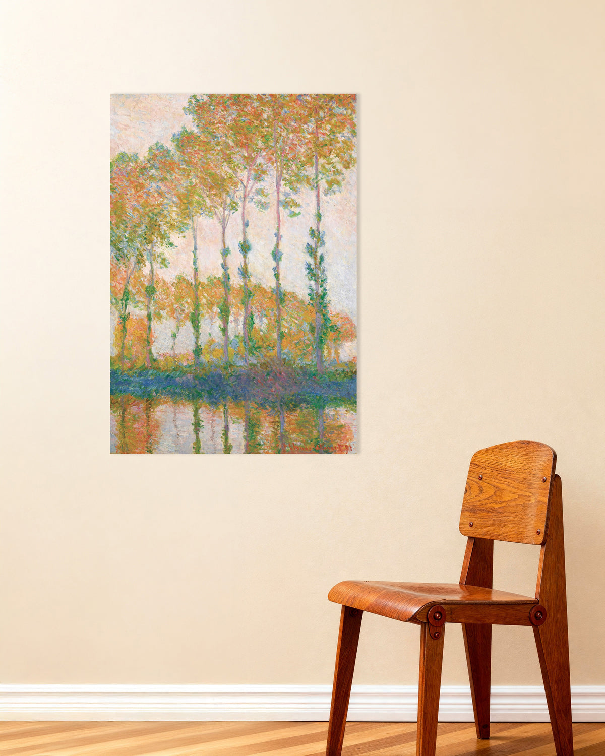Poster Pappeln am Ufer der Epte, Herbst (1891) von Claude Monet