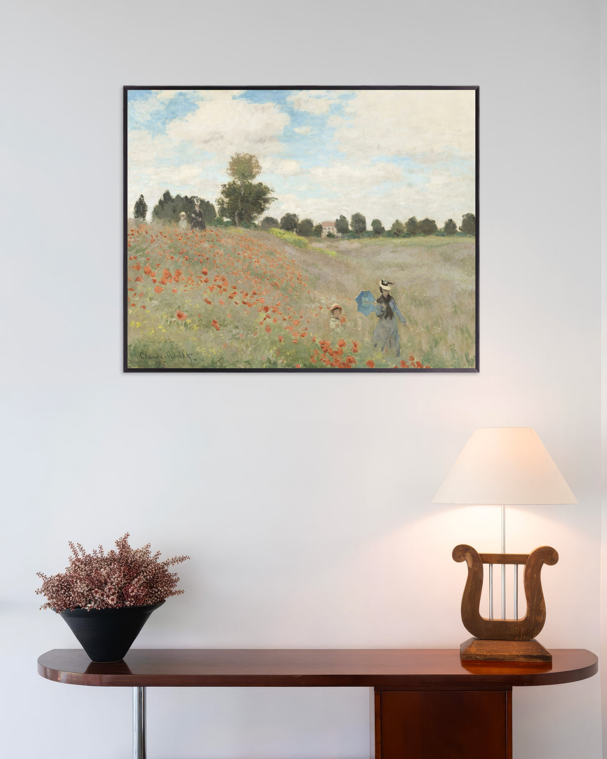 Poster Mohnfeld (1873) von Claude Monet mit Metallrahmen