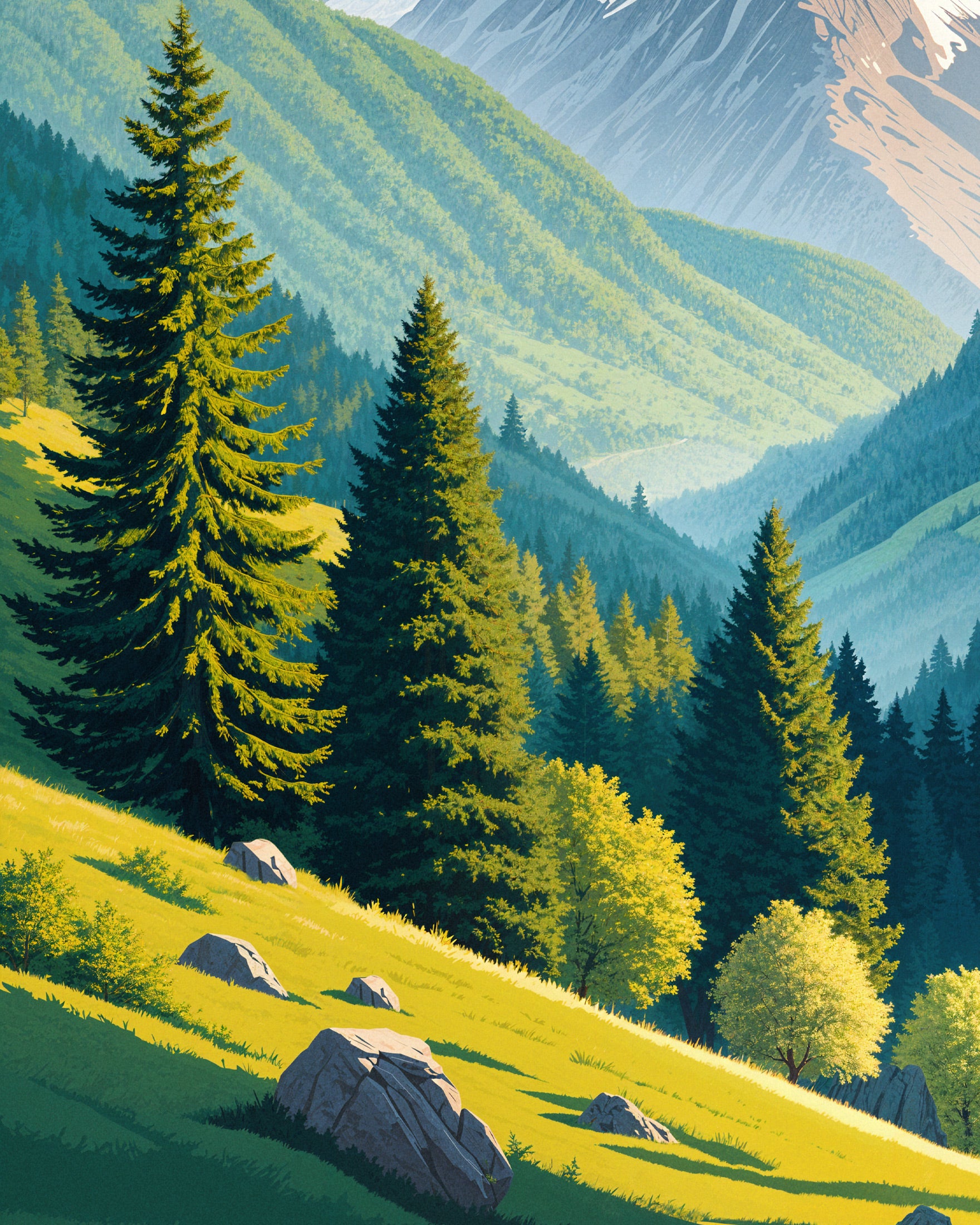 Die Pyrenäen – Malerisches Berglandschafts-Plakat Poster