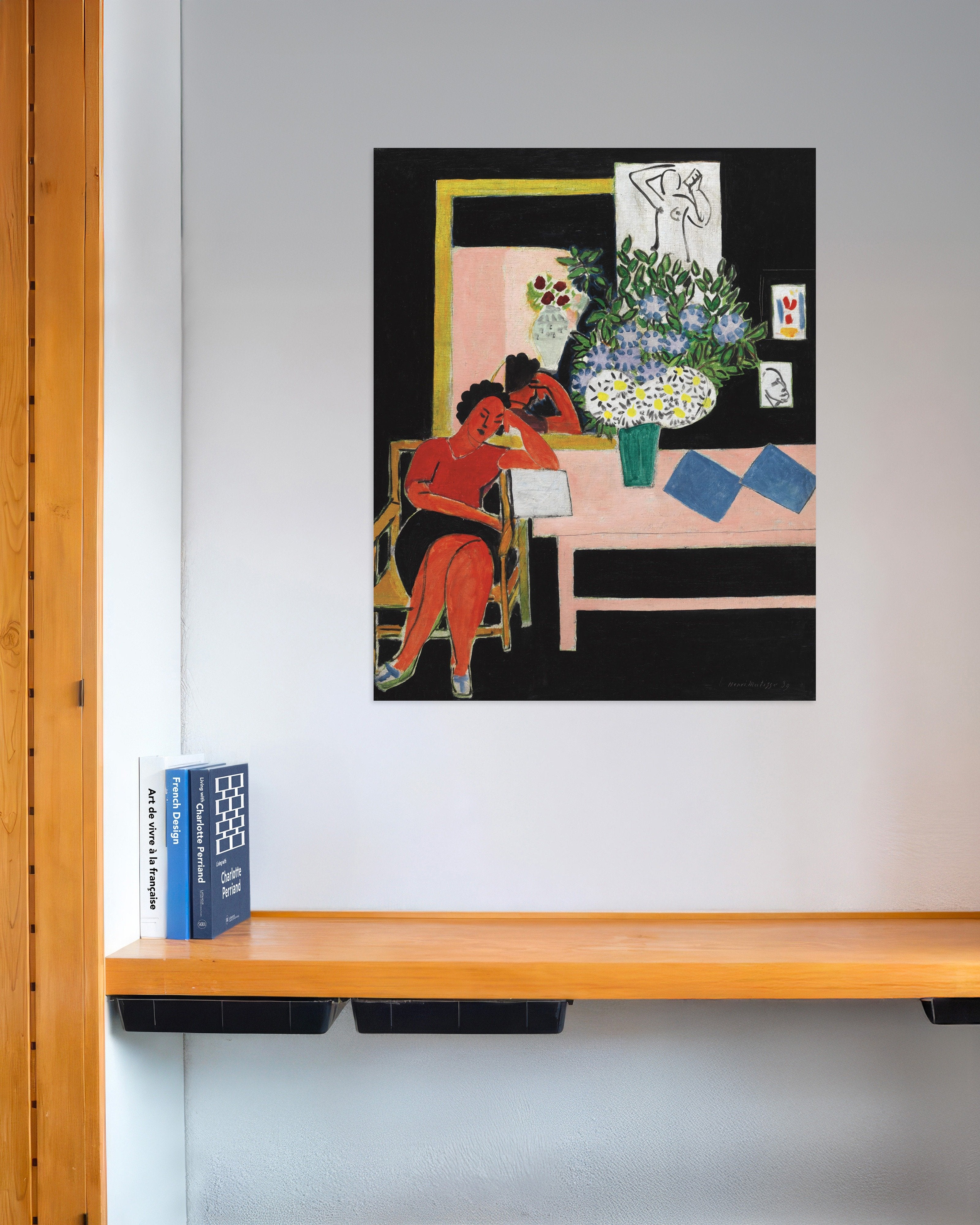 Poster of Reader on a Black Background (Liseuse sur fond noir) by Henri Matisse - Poster