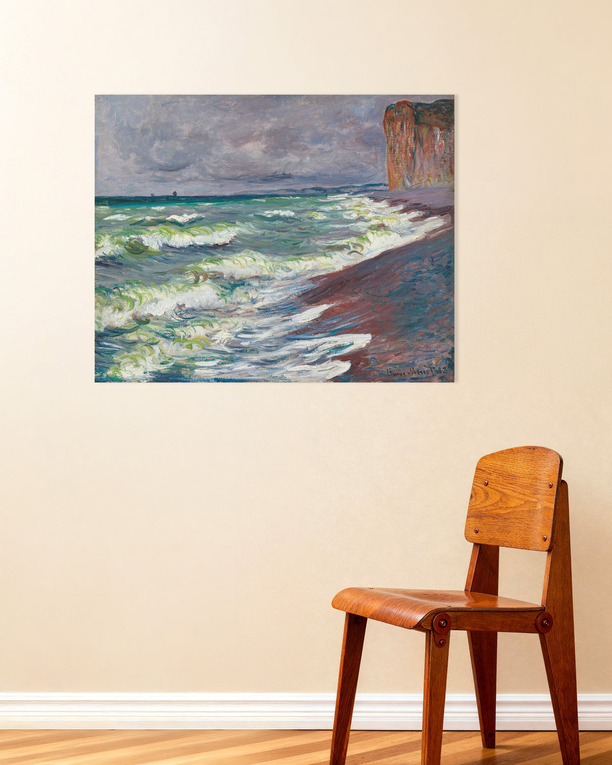 Poster Bewegte See bei Pourville (1882) von Claude Monet