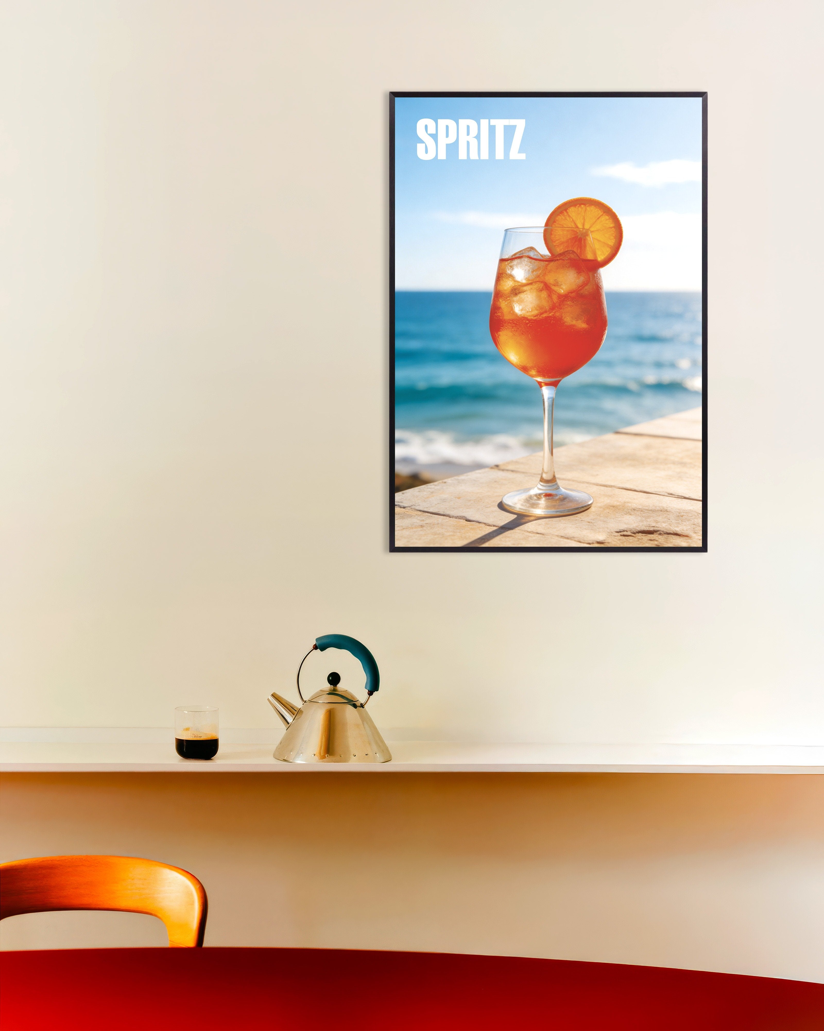 Poster of Seaside Spritz Cocktail Poster, with metal frame