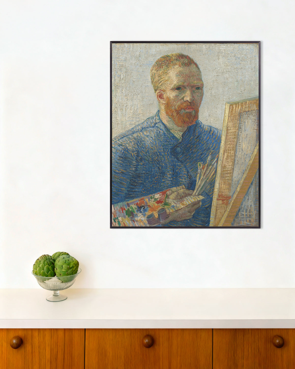 Poster „Selbstbildnis als Maler (1888) von Vincent van Gogh“ mit Metallrahmen