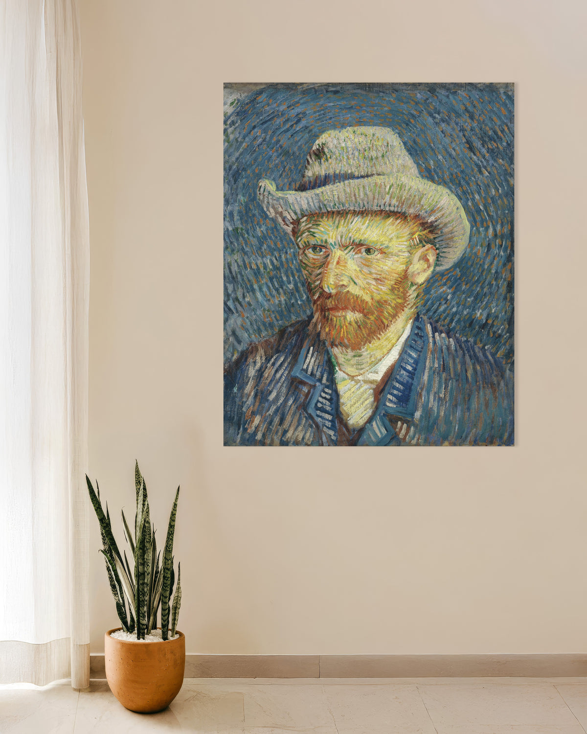 Poster mit Selbstbildnis mit grauem Filzhut (1887) von Vincent van Gogh
