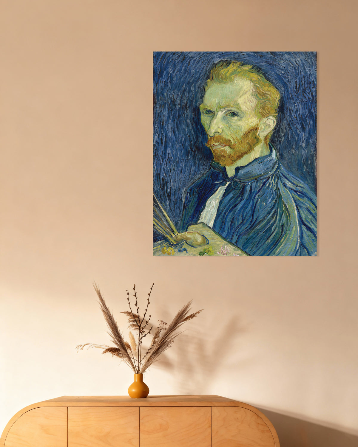 Poster mit Selbstbildnis mit Palette (1889) von Vincent van Gogh