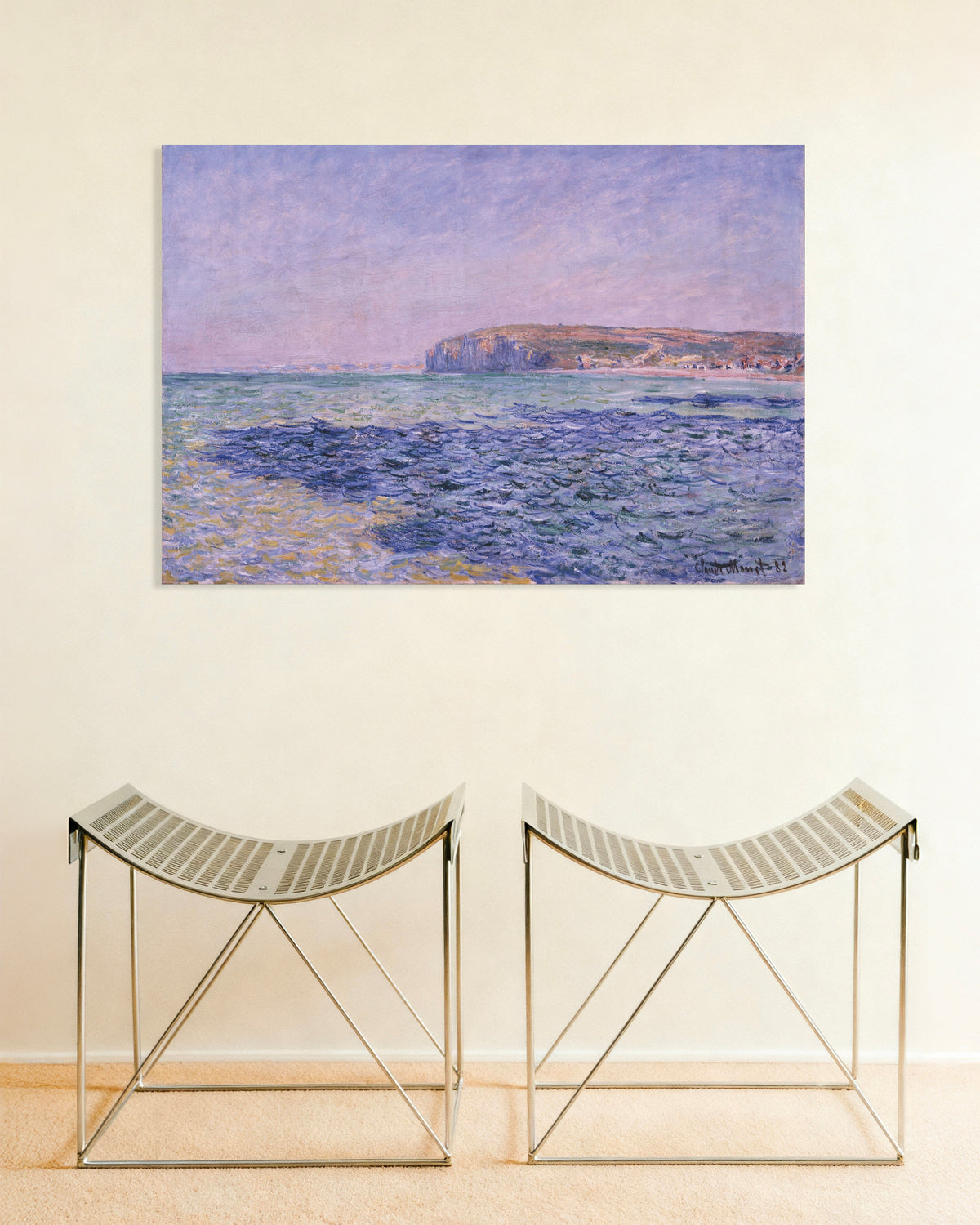 Poster Schatten auf dem Meer, die Klippen bei Pourville (1882) von Claude Monet